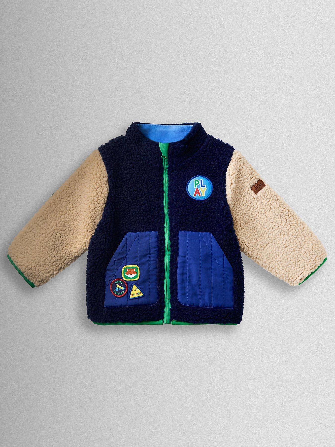 Image 2 of 7 of JoJo Maman Bebe Toddler Boys Colour Block Fleece Jacket - Navy