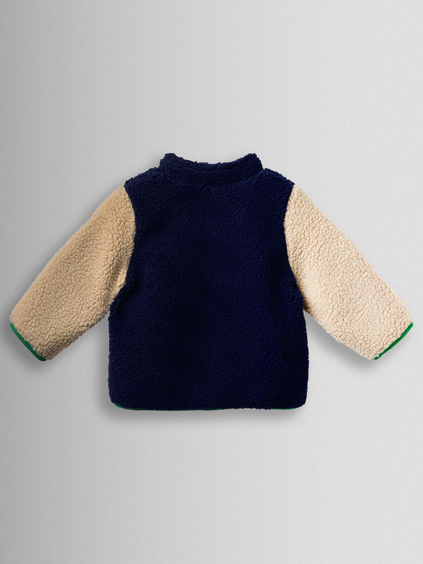 Image 3 of 7 of JoJo Maman Bebe Toddler Boys Colour Block Fleece Jacket - Navy