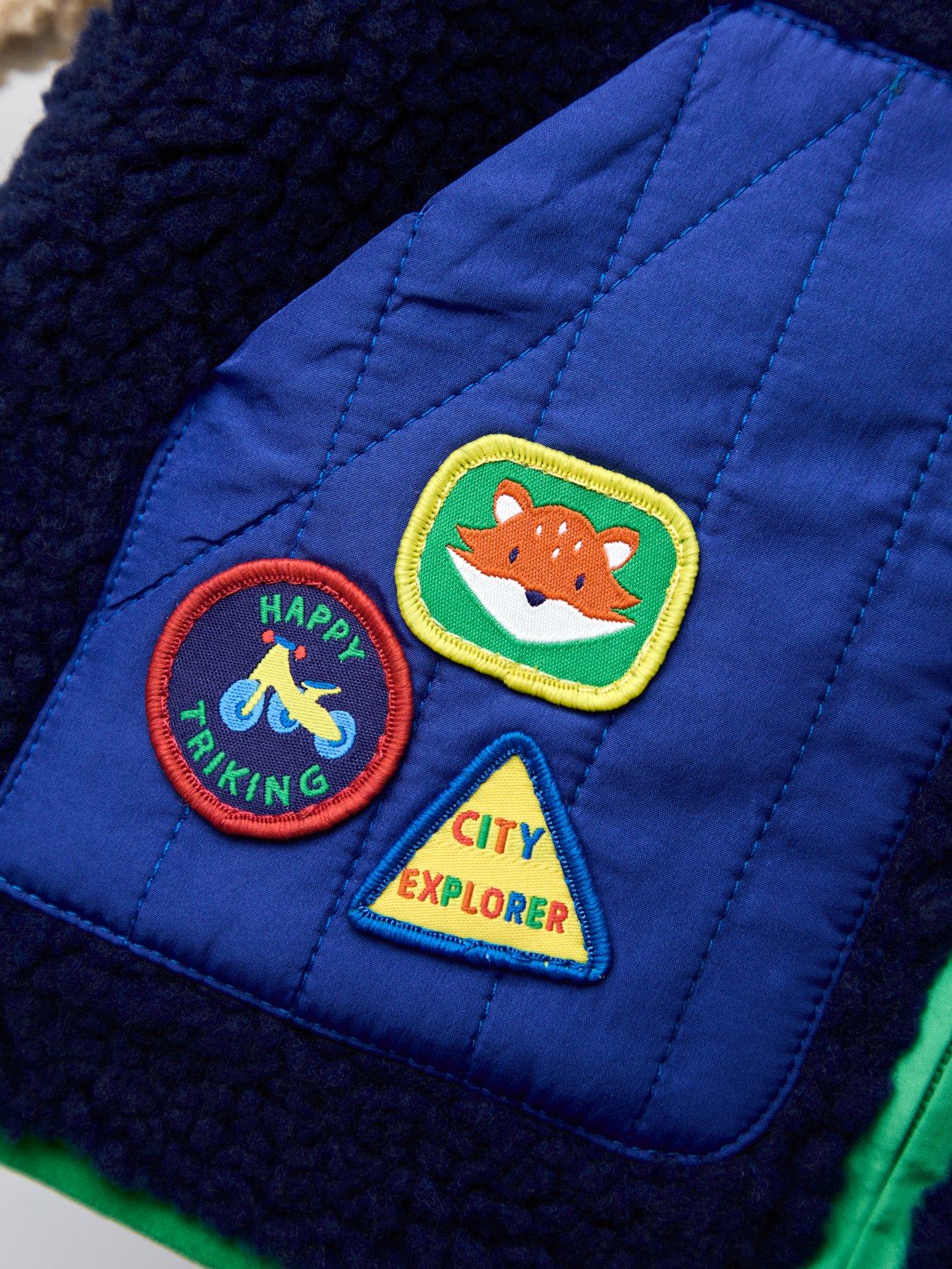 Image 6 of 7 of JoJo Maman Bebe Toddler Boys Colour Block Fleece Jacket - Navy