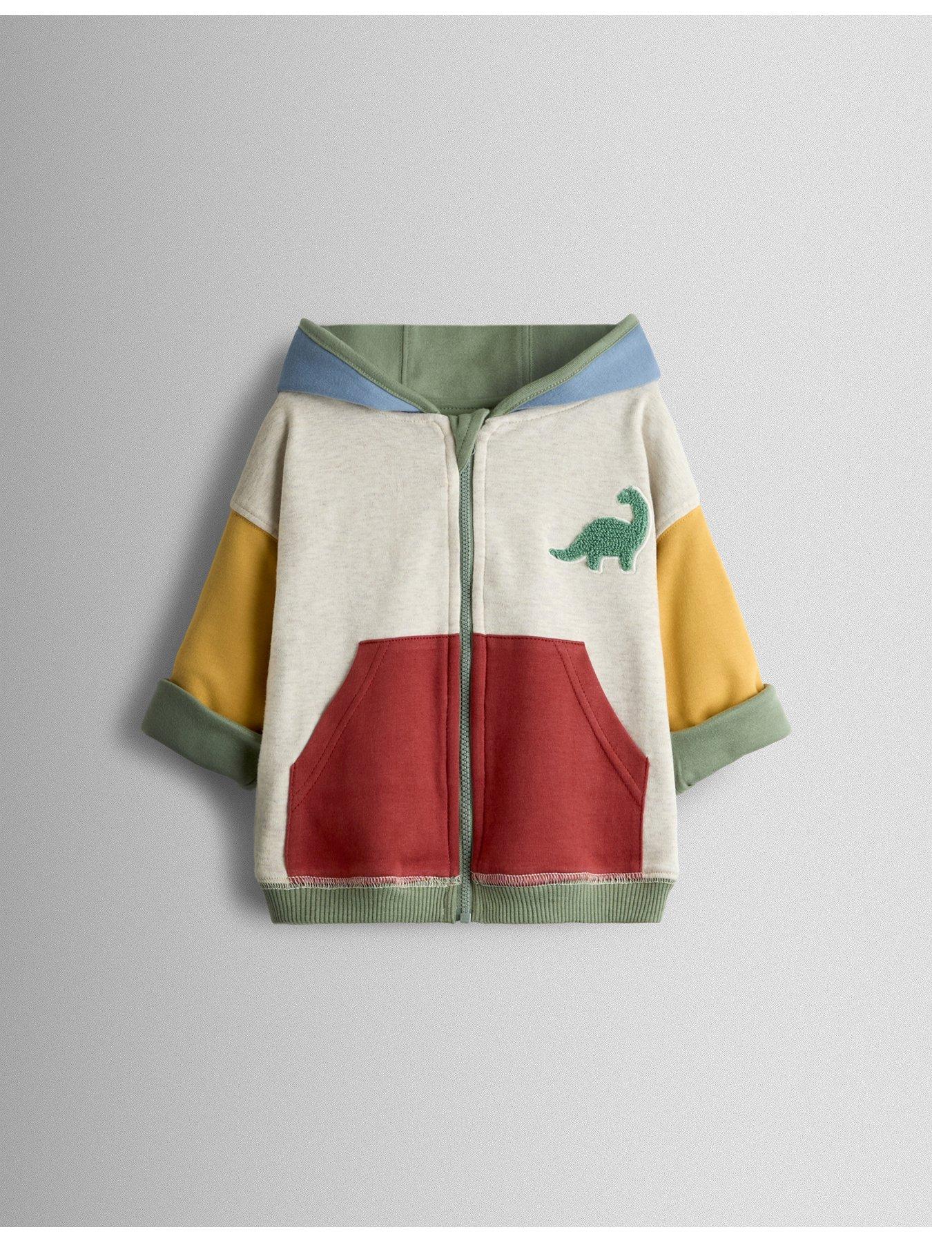 Image 4 of 7 of JoJo Maman Bebe Toddler Boys Contemporary Boucle Dino Reversible Hoodie - Khaki