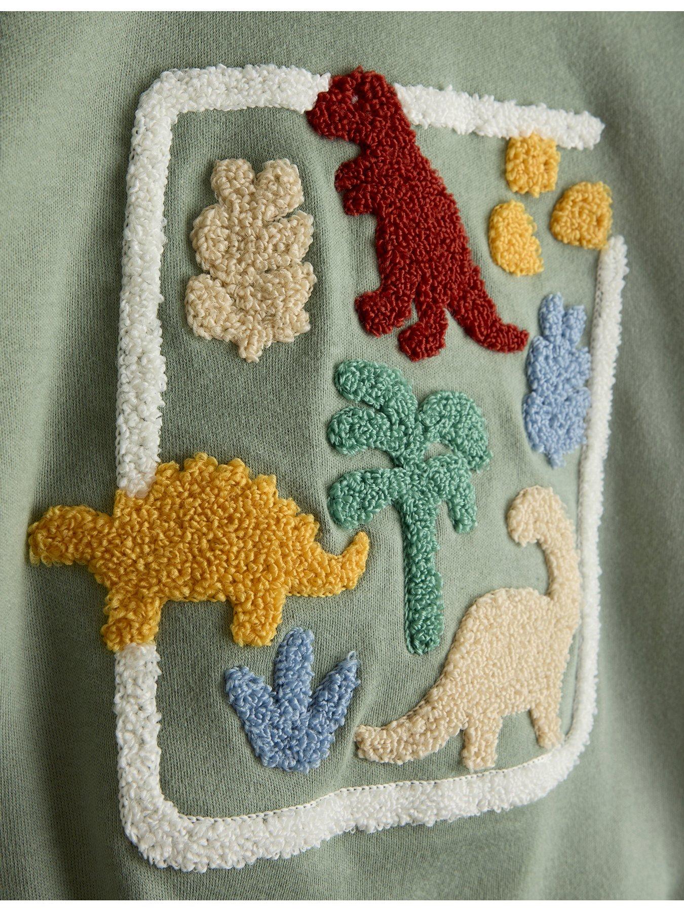 Image 7 of 7 of JoJo Maman Bebe Toddler Boys Contemporary Boucle Dino Reversible Hoodie - Khaki