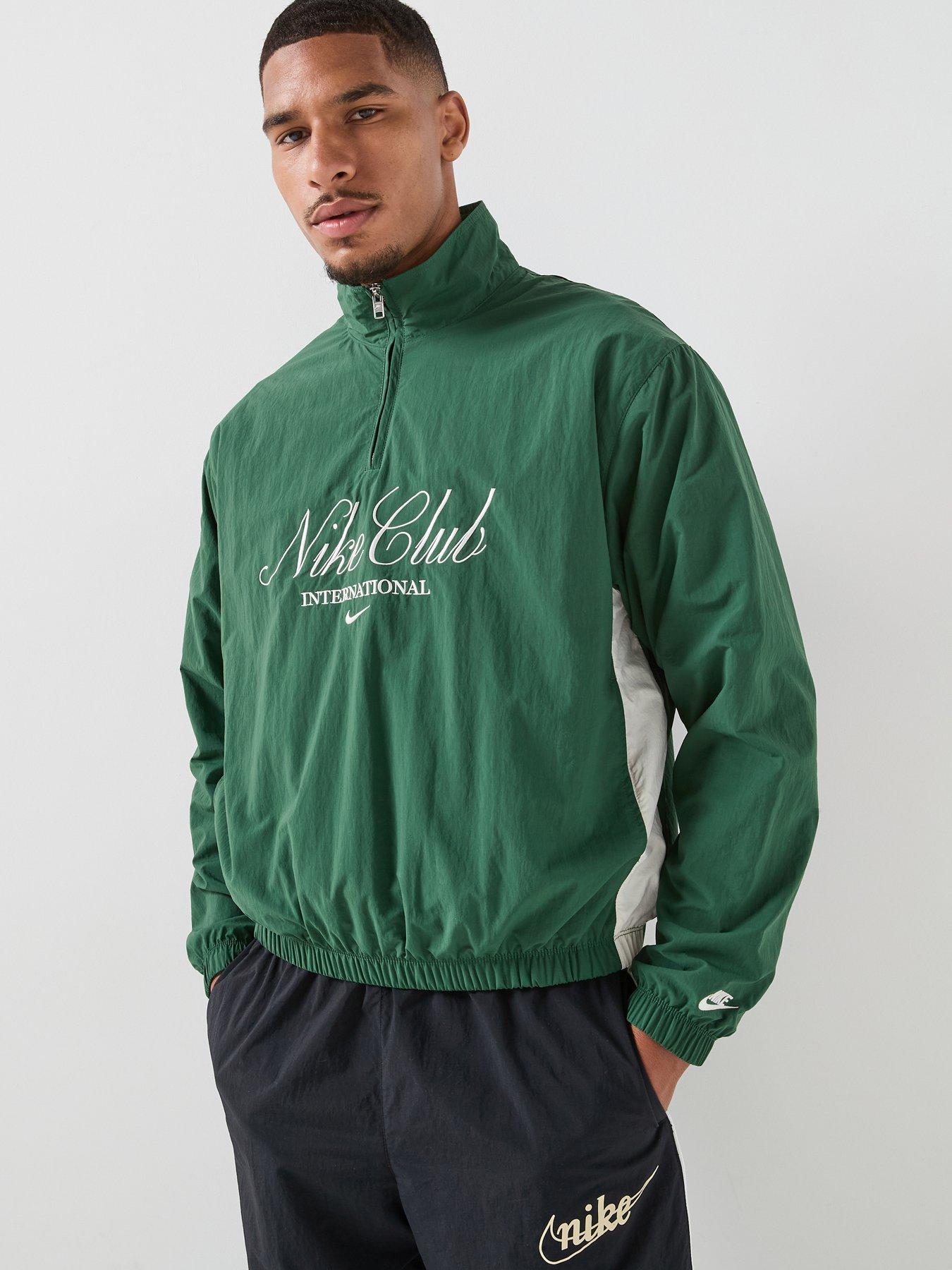 Nike Mens Sportswear Club Script Logo Half Zip Sweat, Fir/Phantom/Phantom, Size Xl, Men