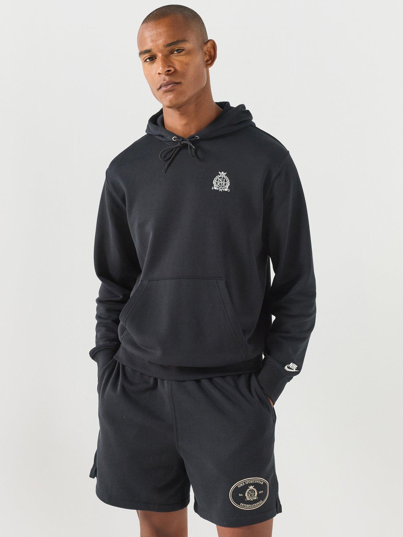 Nike Mens Sportswear Club Crest Logo Overhead Hoodie - Black