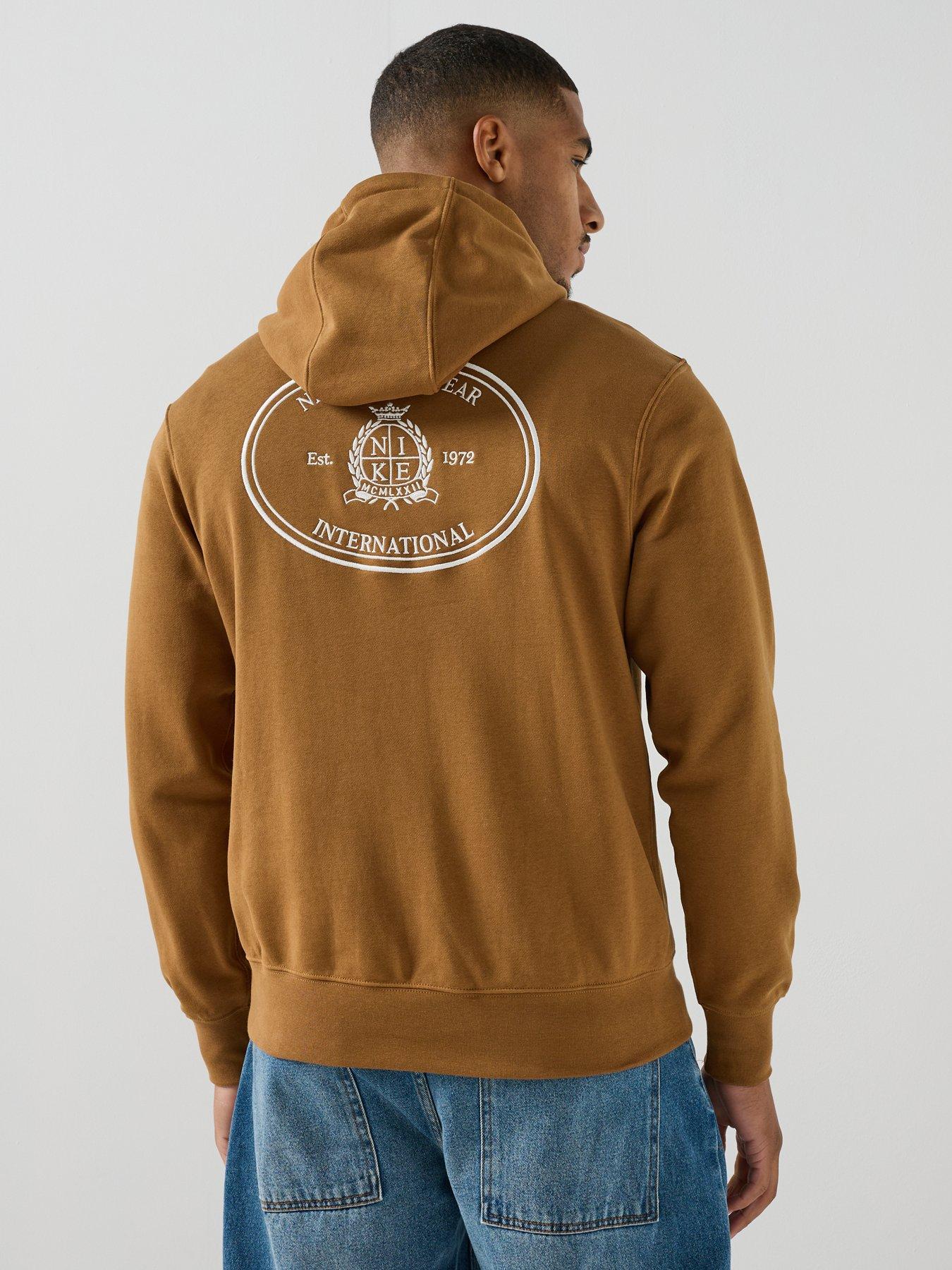 Image 2 of 6 of Nike Mens Sportswear Club Crest Logo Overhead Hoodie - Brown