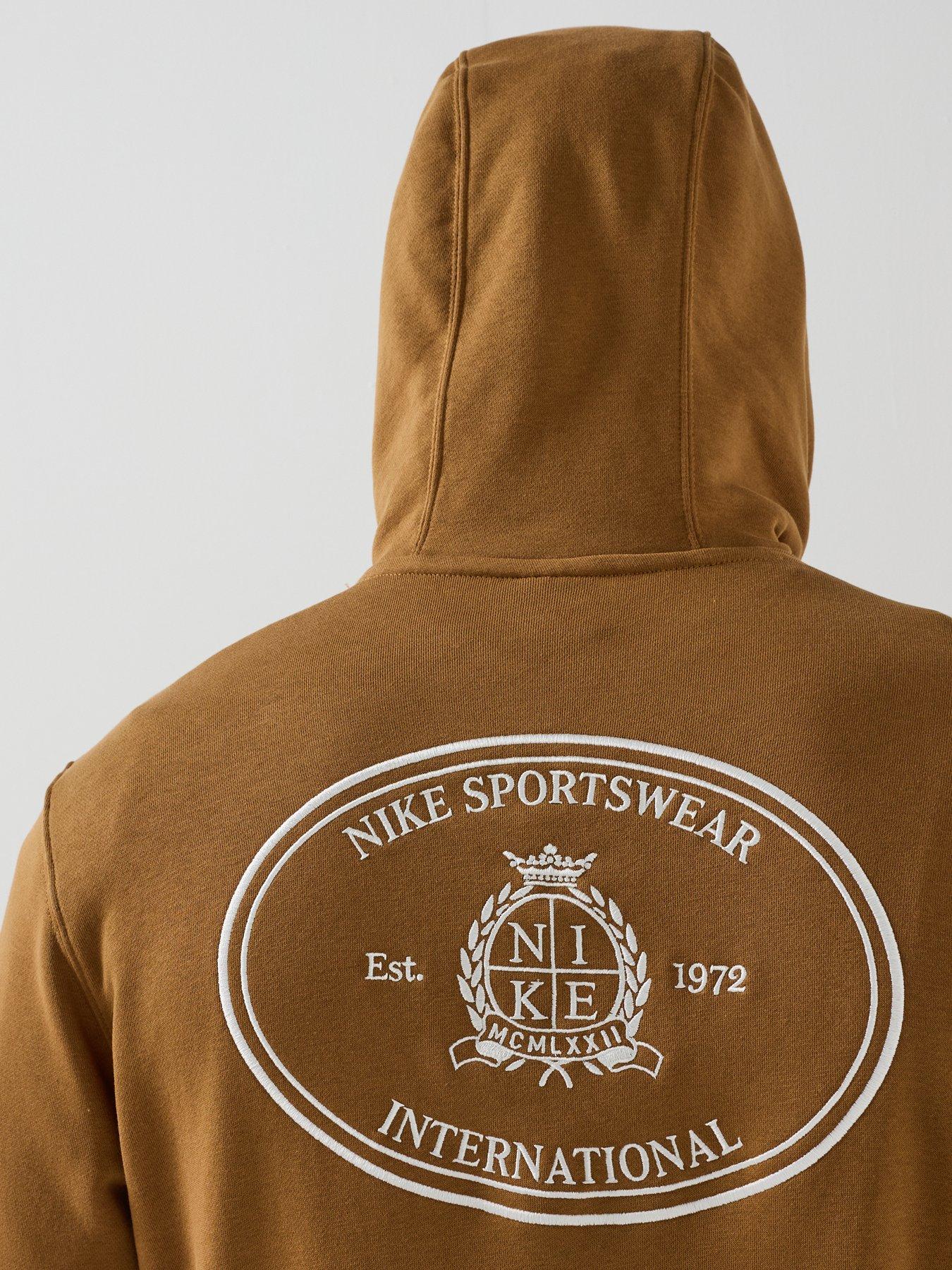 Image 5 of 6 of Nike Mens Sportswear Club Crest Logo Overhead Hoodie - Brown