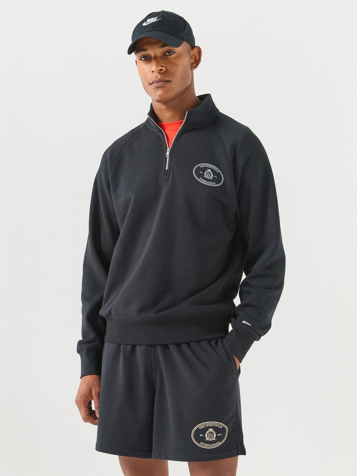 Nike Mens Sportswear Club Half Zip Sweatshirt - Black