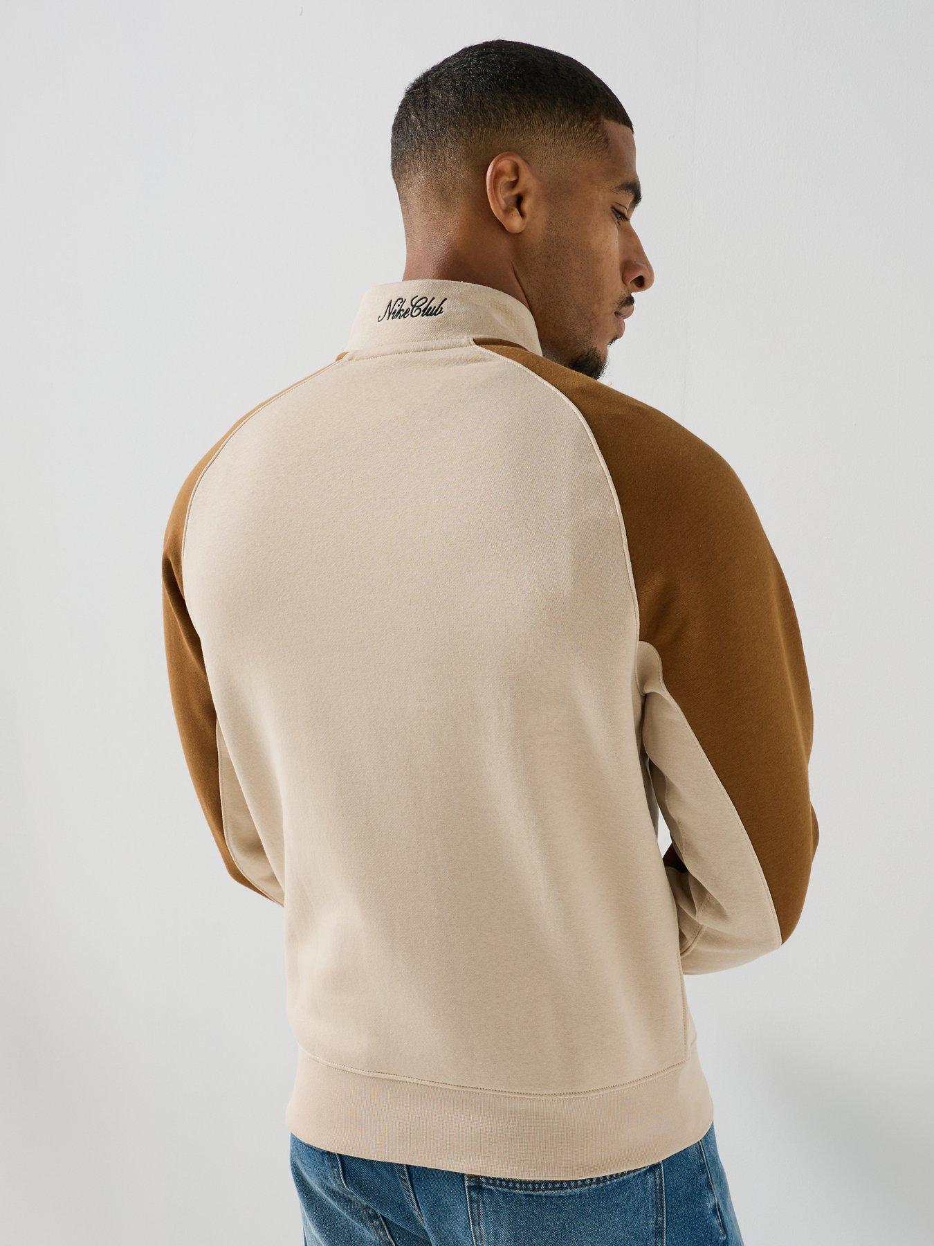 Image 2 of 7 of Nike Mens Sportswear Club Half Zip Sweatshirt - Beige