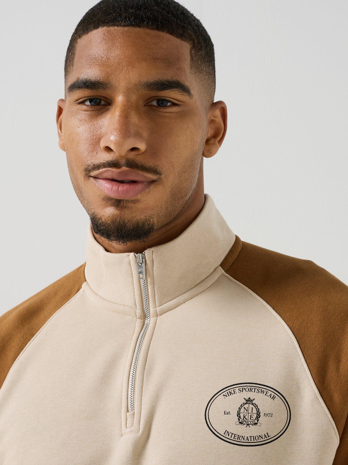 Image 5 of 7 of Nike Mens Sportswear Club Half Zip Sweatshirt - Beige