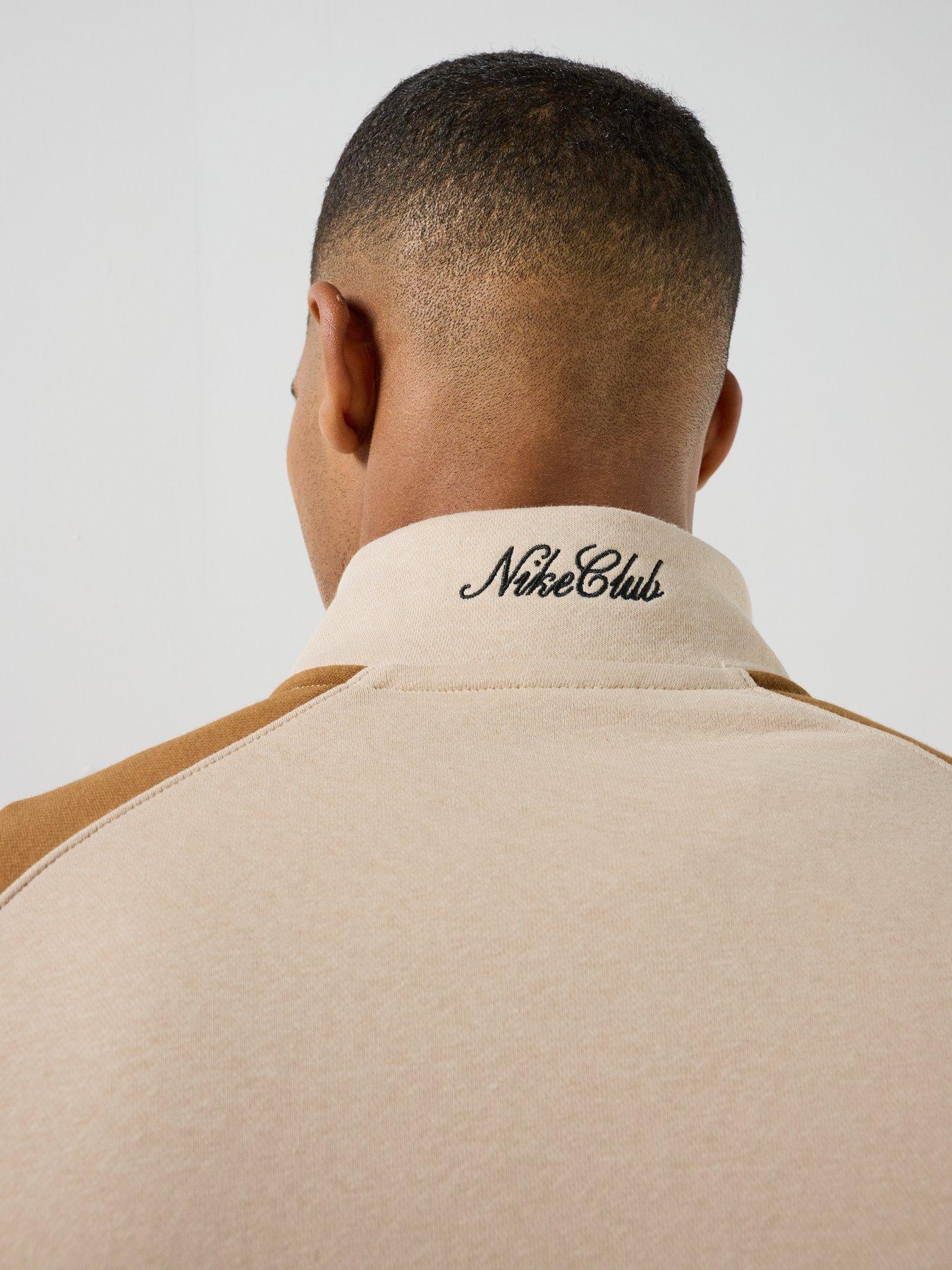 Image 6 of 7 of Nike Mens Sportswear Club Half Zip Sweatshirt - Beige