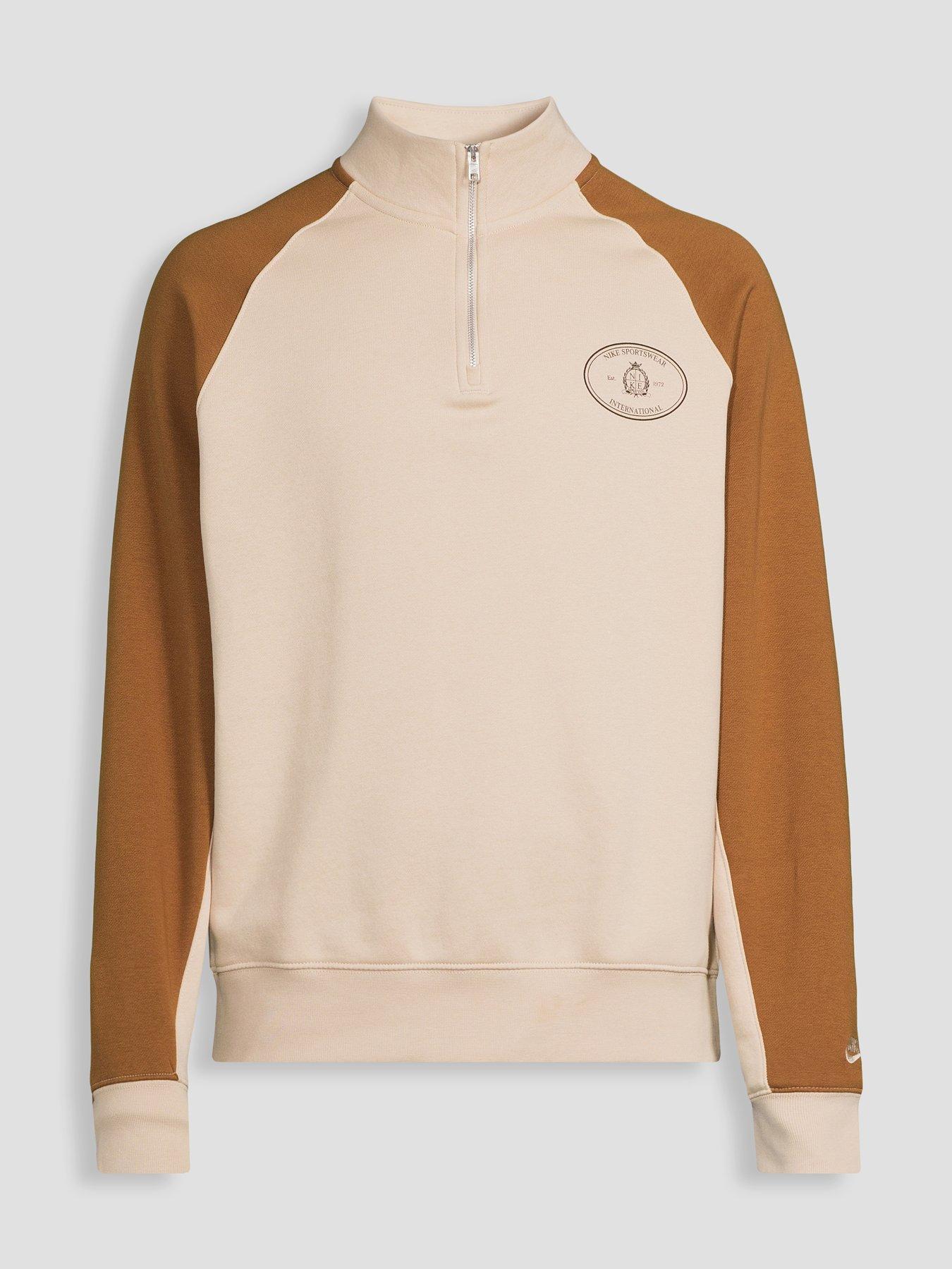 Image 7 of 7 of Nike Mens Sportswear Club Half Zip Sweatshirt - Beige