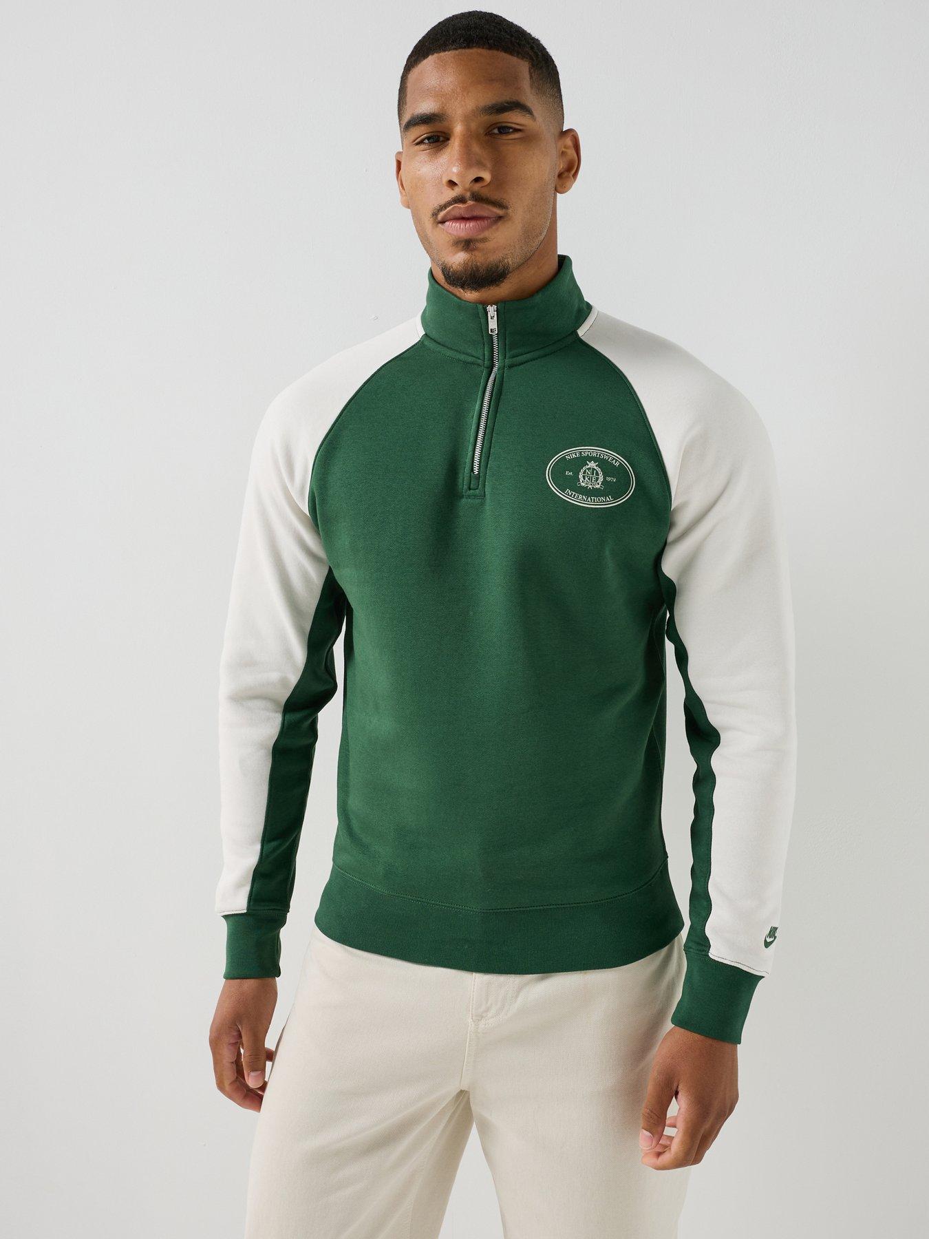 Nike Mens Sportswear Club Half Zip Sweatshirt - Green