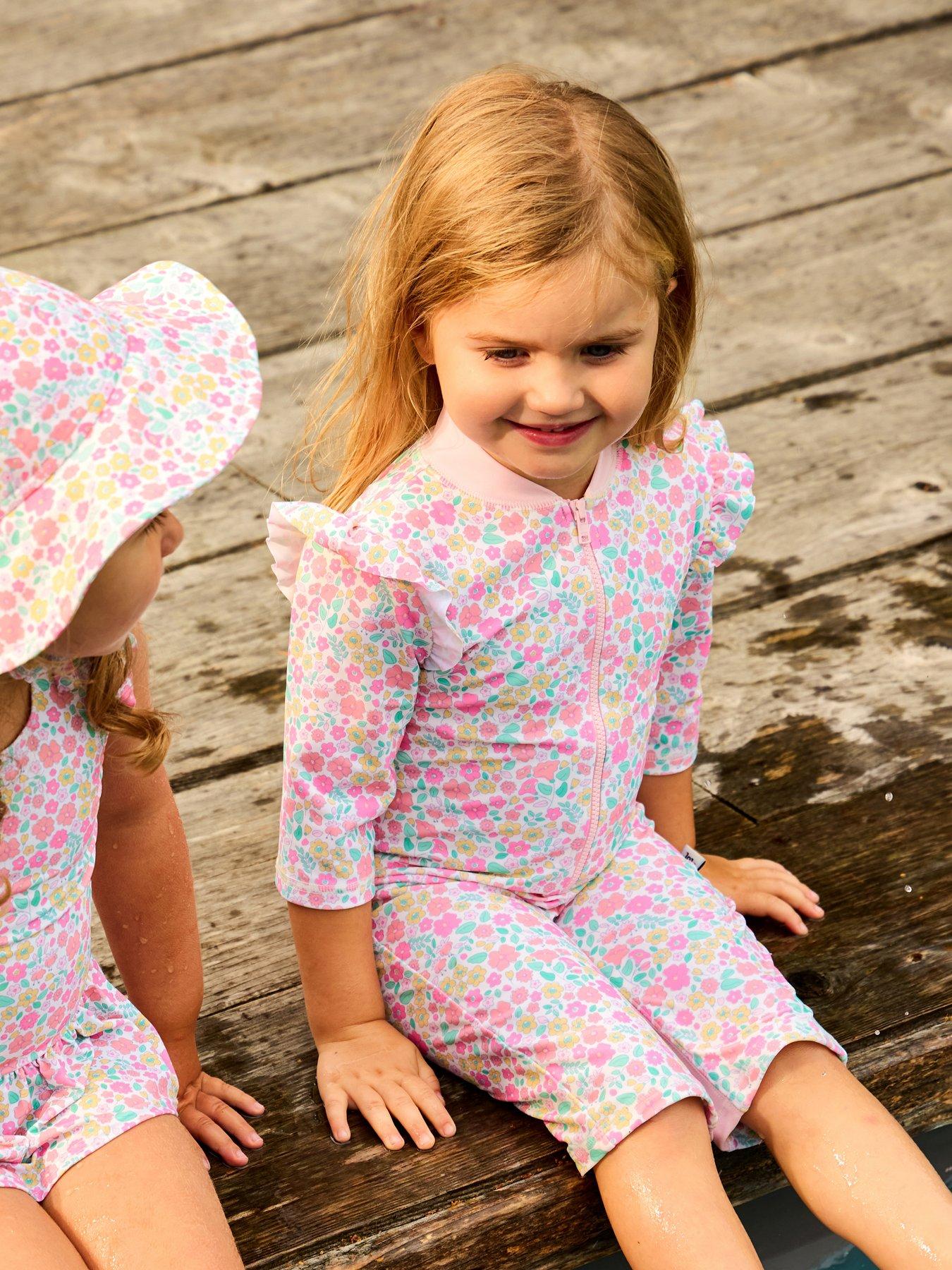 Image 1 of 5 of JoJo Maman Bebe Toddler Girls Ditsy Floral Print All In One Sun Suit - Multi