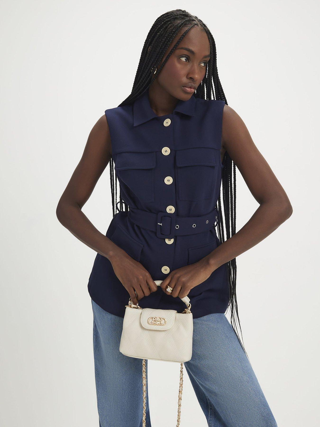 River Island Short Belted Utility Waistcoat - Navy