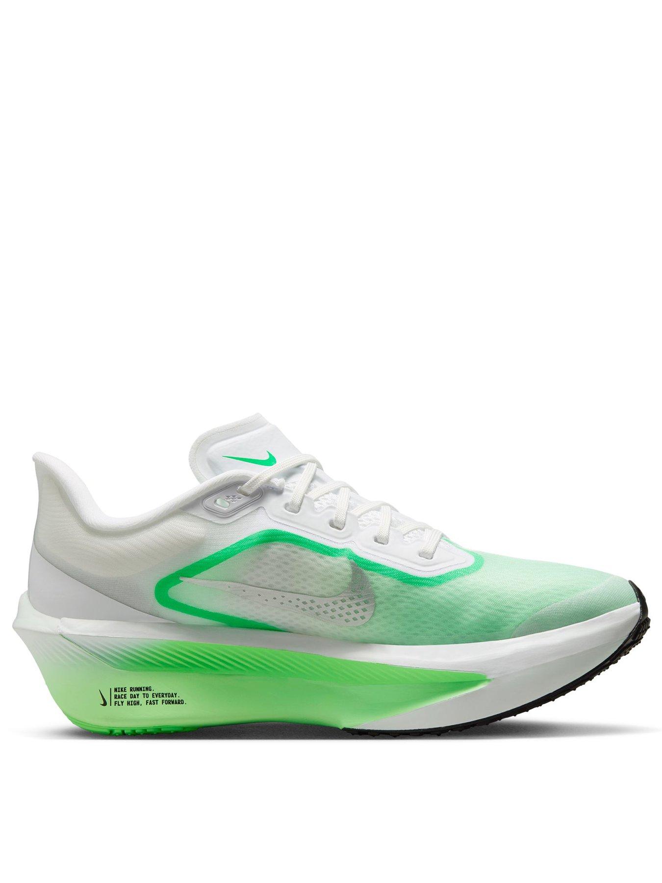 Nike Womens Running Zoom Fly 6 Trainers, White/Metallic Silver/ Green, Size 5.5, Women