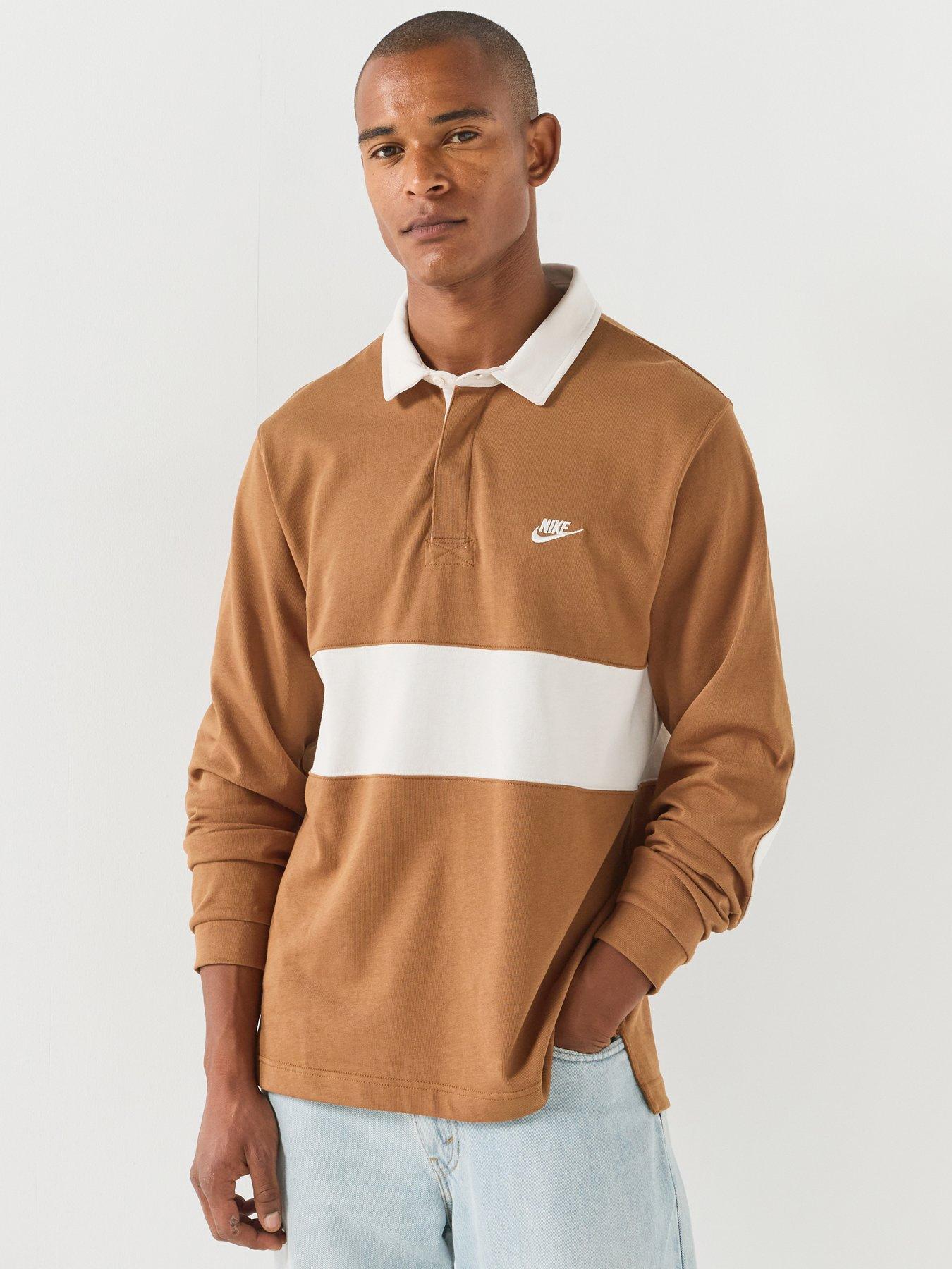 Nike Mens Long Sleeve Club Rugby Top - Brown