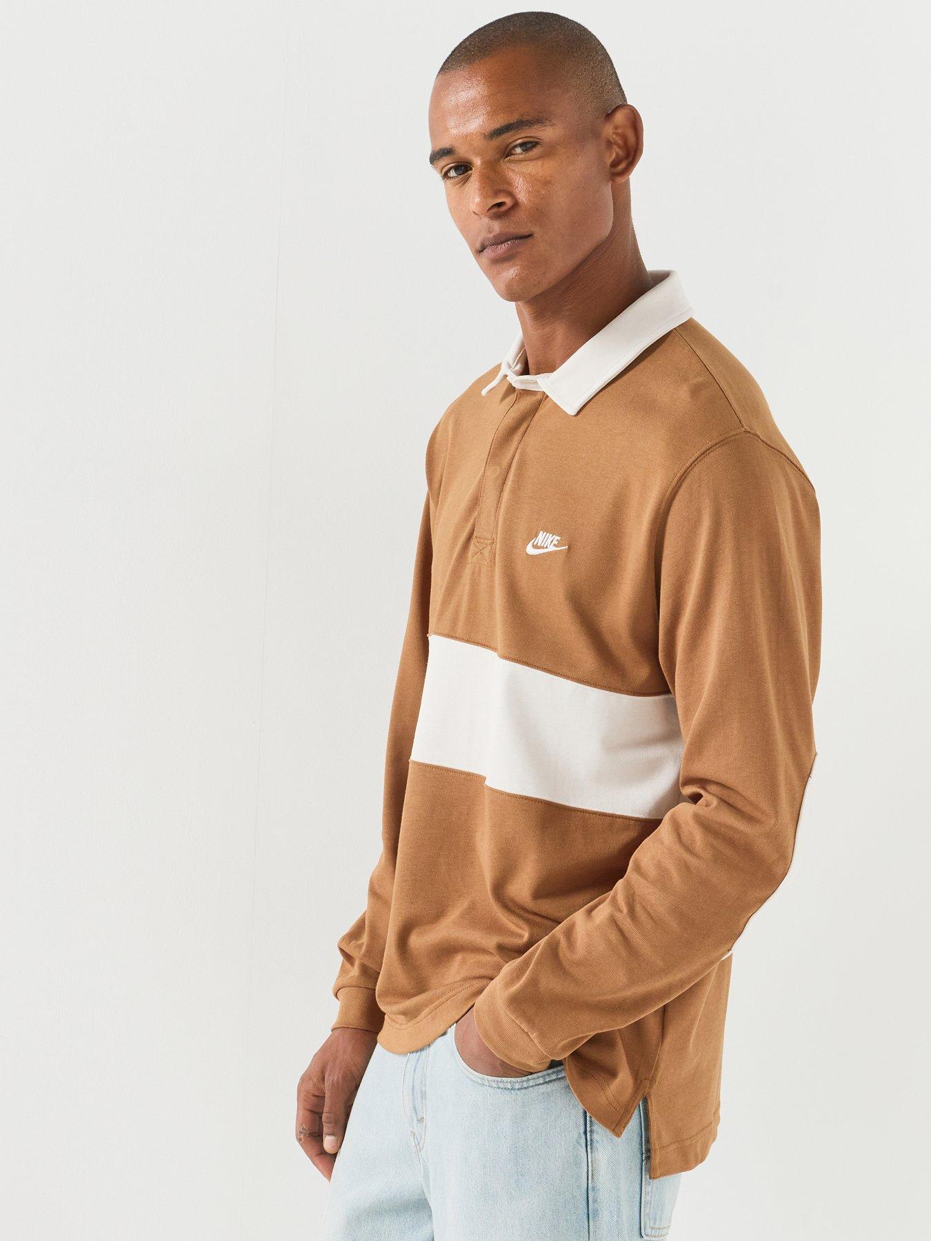 Image 3 of 3 of Nike Mens Long Sleeve Club Rugby Top - Brown