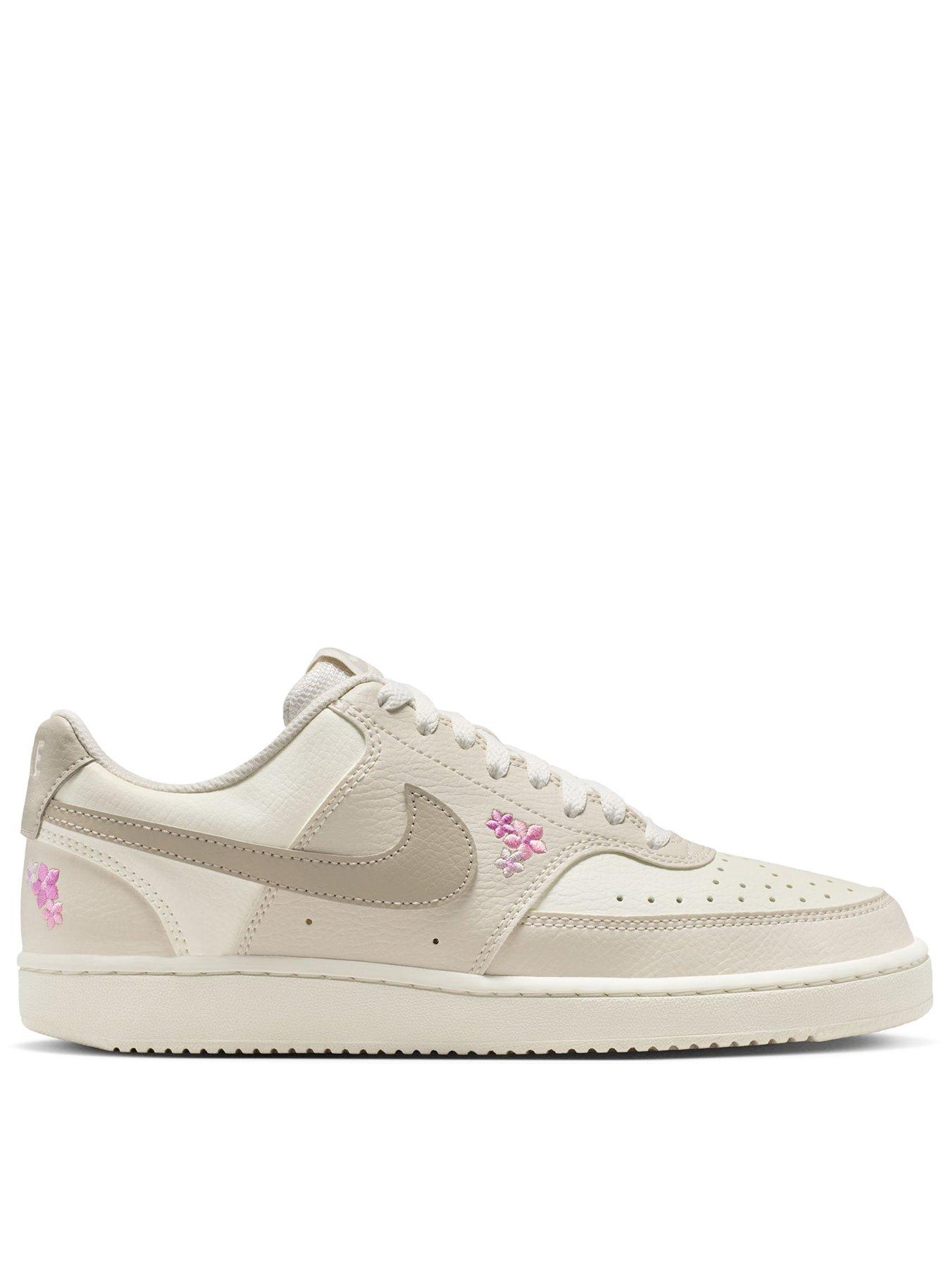 Nike Womens Court Vision Low SE Floral Trainers - Off White