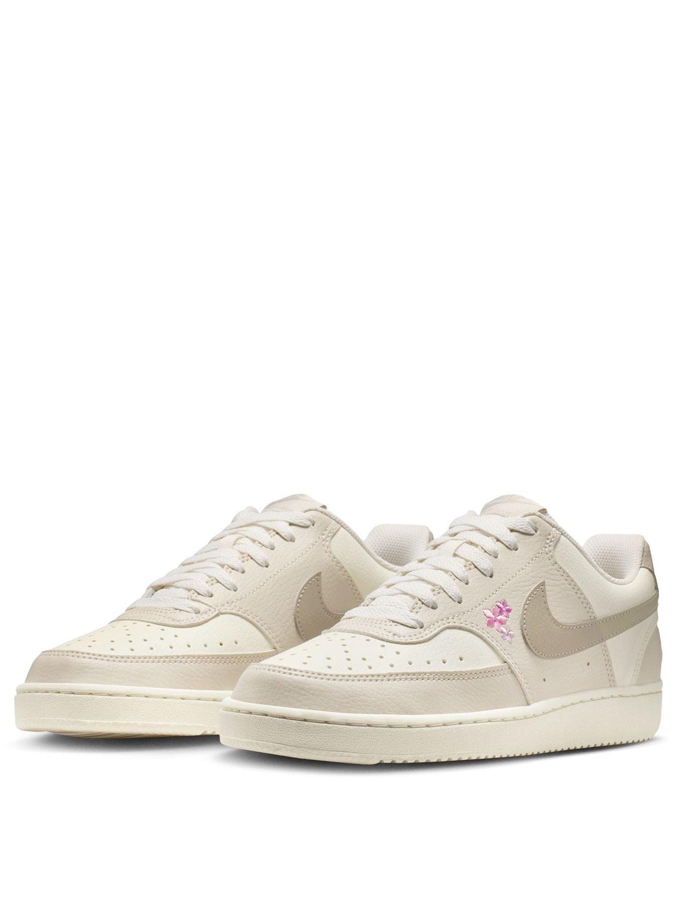 Image 2 of 7 of Nike Womens Court Vision Low SE Floral Trainers - Off White