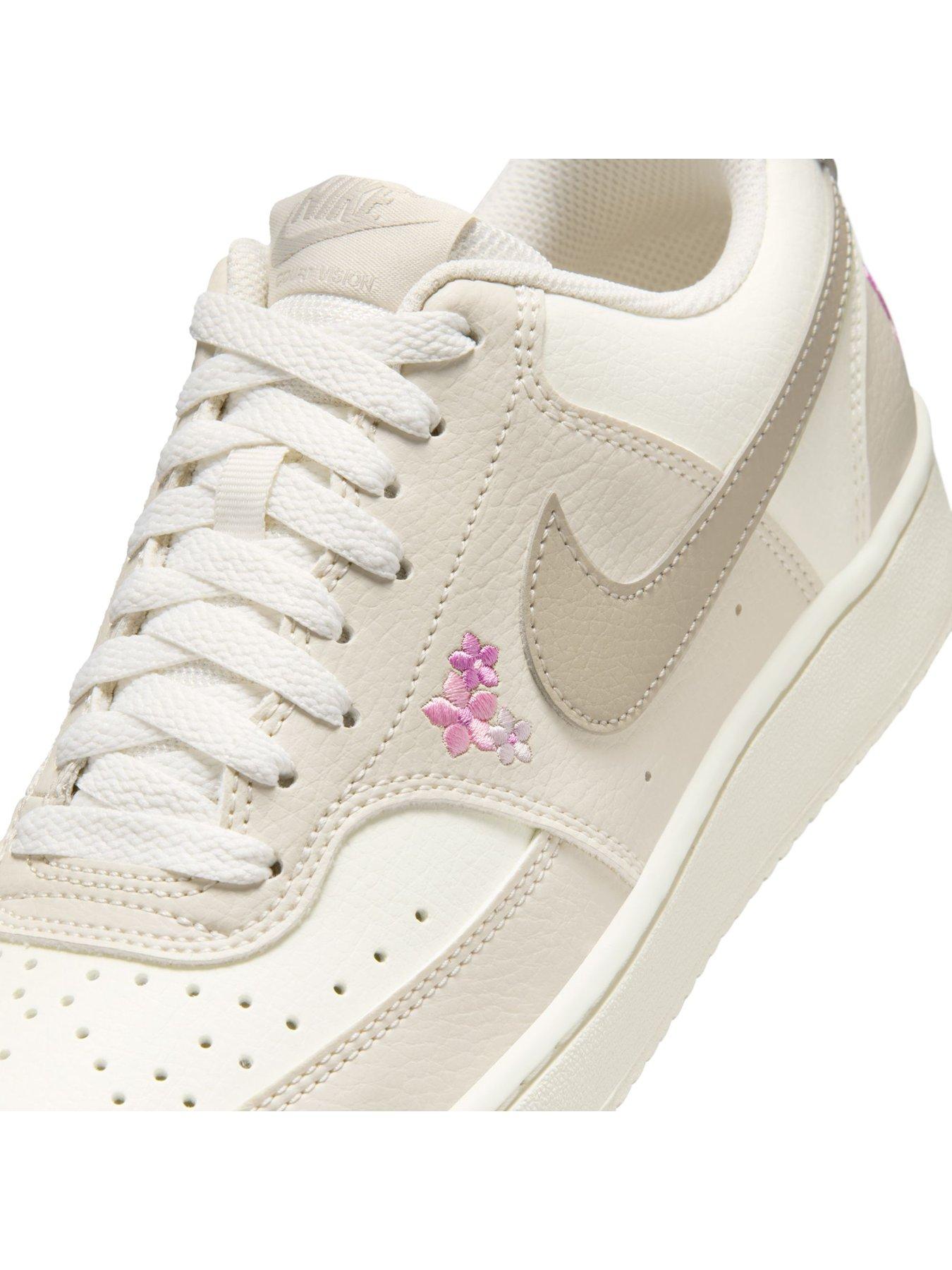 Image 7 of 7 of Nike Womens Court Vision Low SE Floral Trainers - Off White