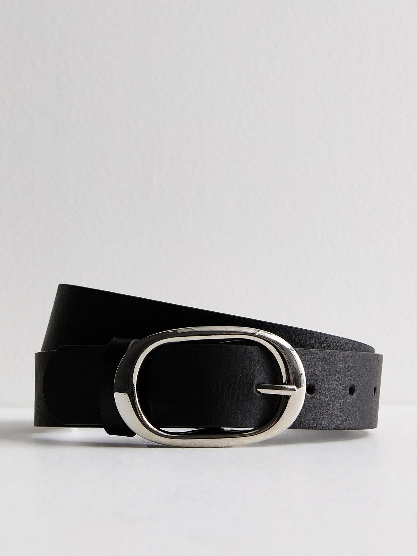 New Look Black Leather-look Buckled Belt