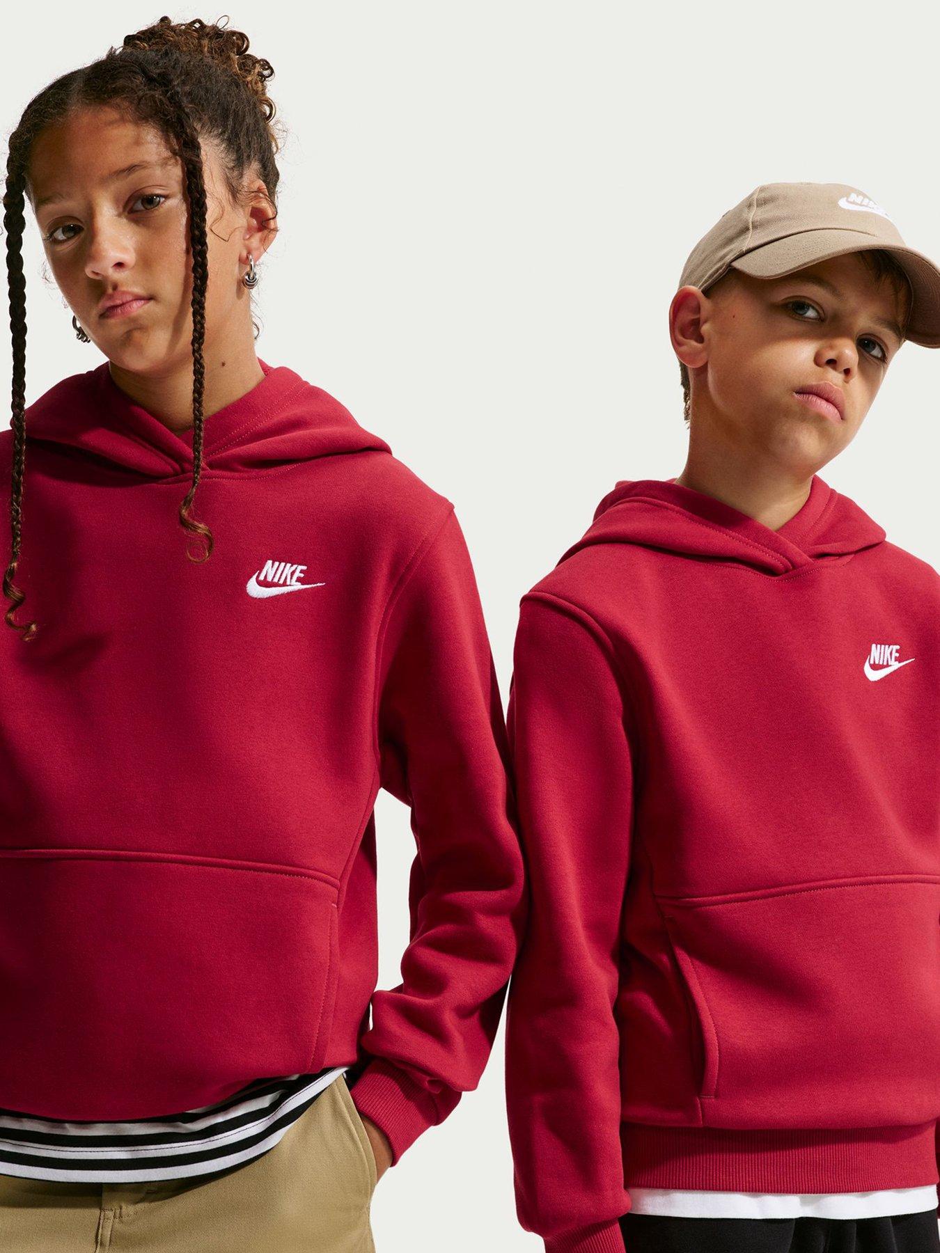 Image 1 of 7 of Nike Big Kids' Club Fleece Pullover Hoodie - Red