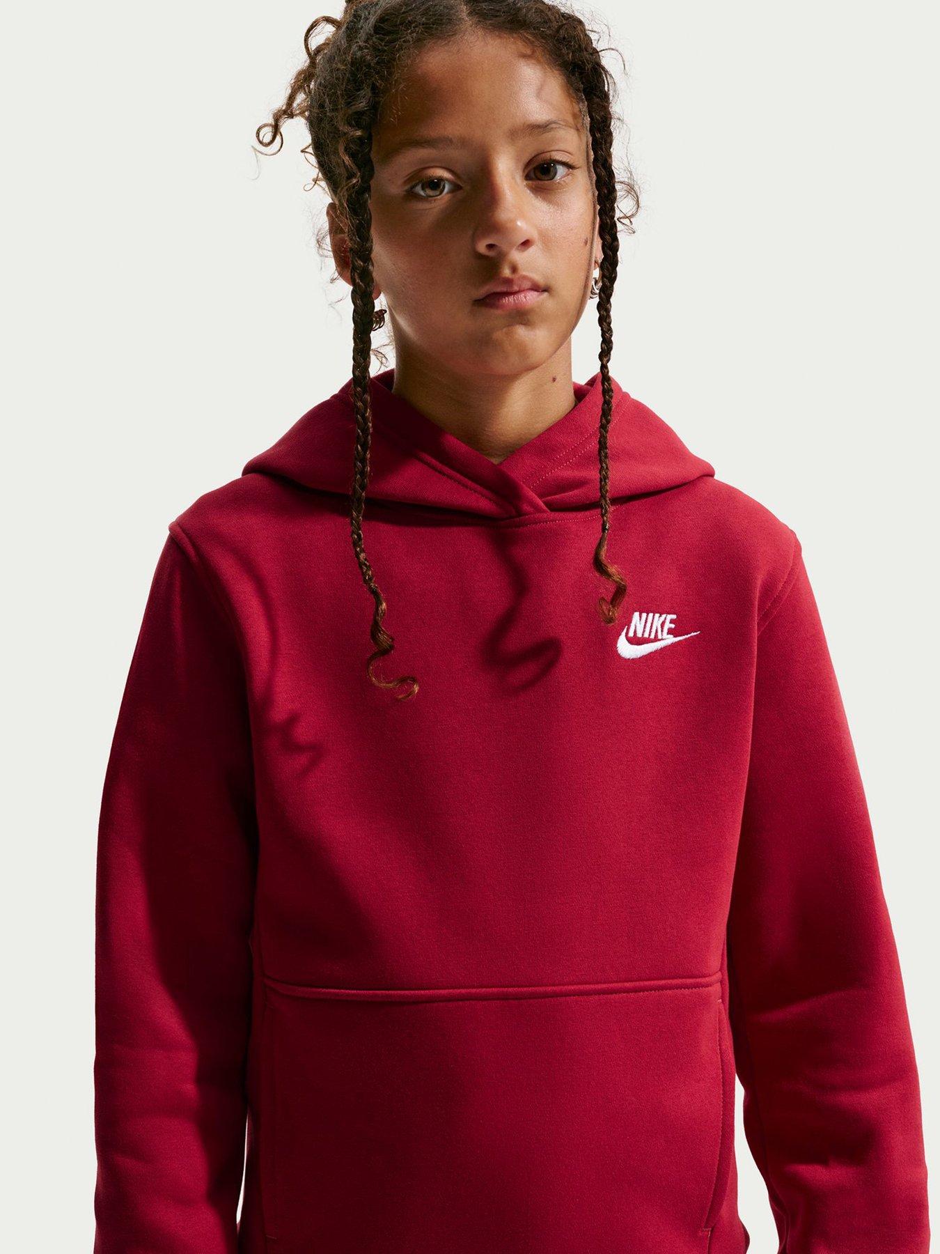 Image 4 of 7 of Nike Big Kids' Club Fleece Pullover Hoodie - Red