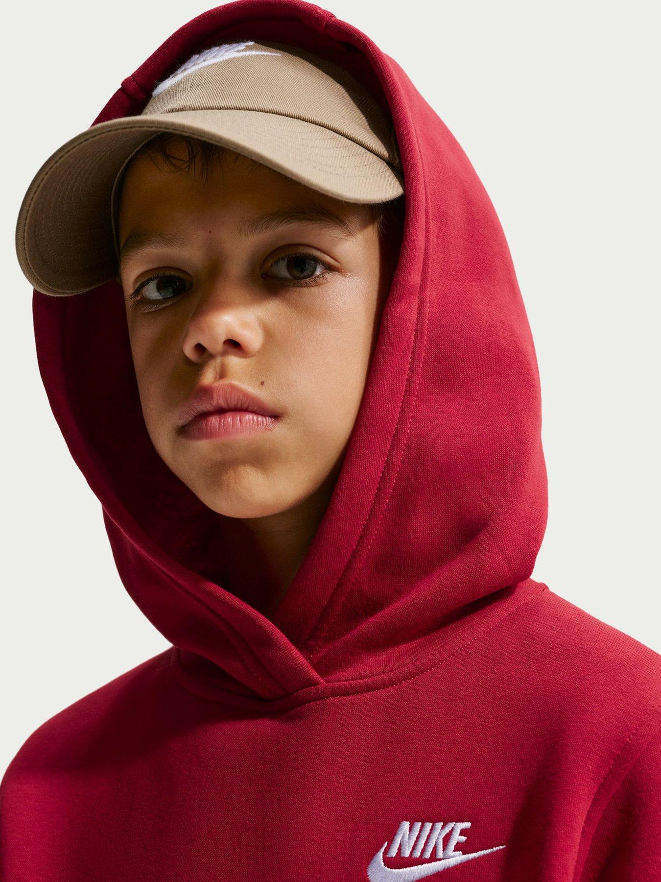 Image 5 of 7 of Nike Big Kids' Club Fleece Pullover Hoodie - Red