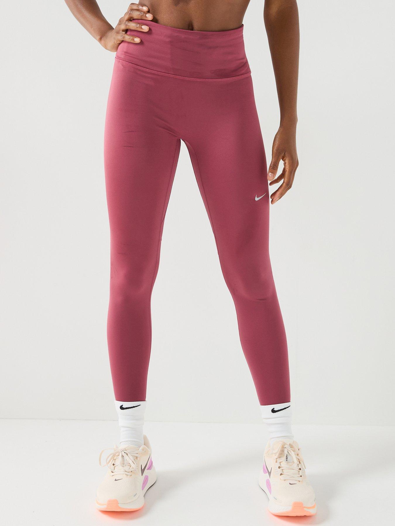 Nike Womens Tempo High-Waisted 7/8 Running Leggings, Pink Smoke/Reflective Silv, Size S, Women