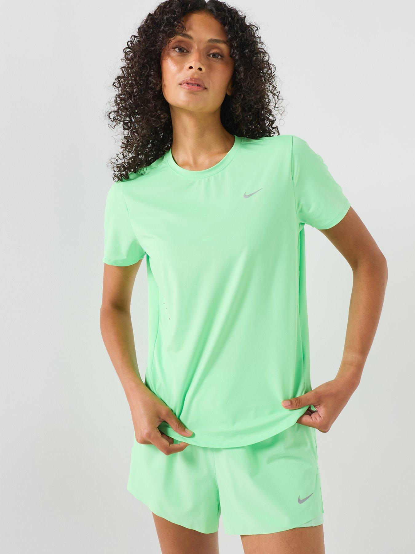 Nike Womens Running Swift Dri-Fit Short Sleeve T-Shirt, Illusion Green/Reflective Silv, Size Xl, Women