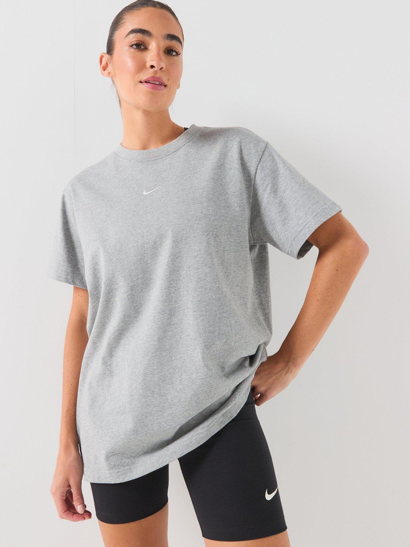 Image 1 of 6 of Nike Womens Classic Essentials Central Swoosh T-Shirt - Grey