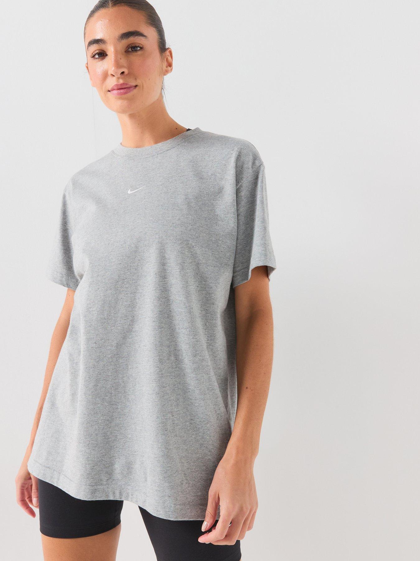 Image 4 of 6 of Nike Womens Classic Essentials Central Swoosh T-Shirt - Grey