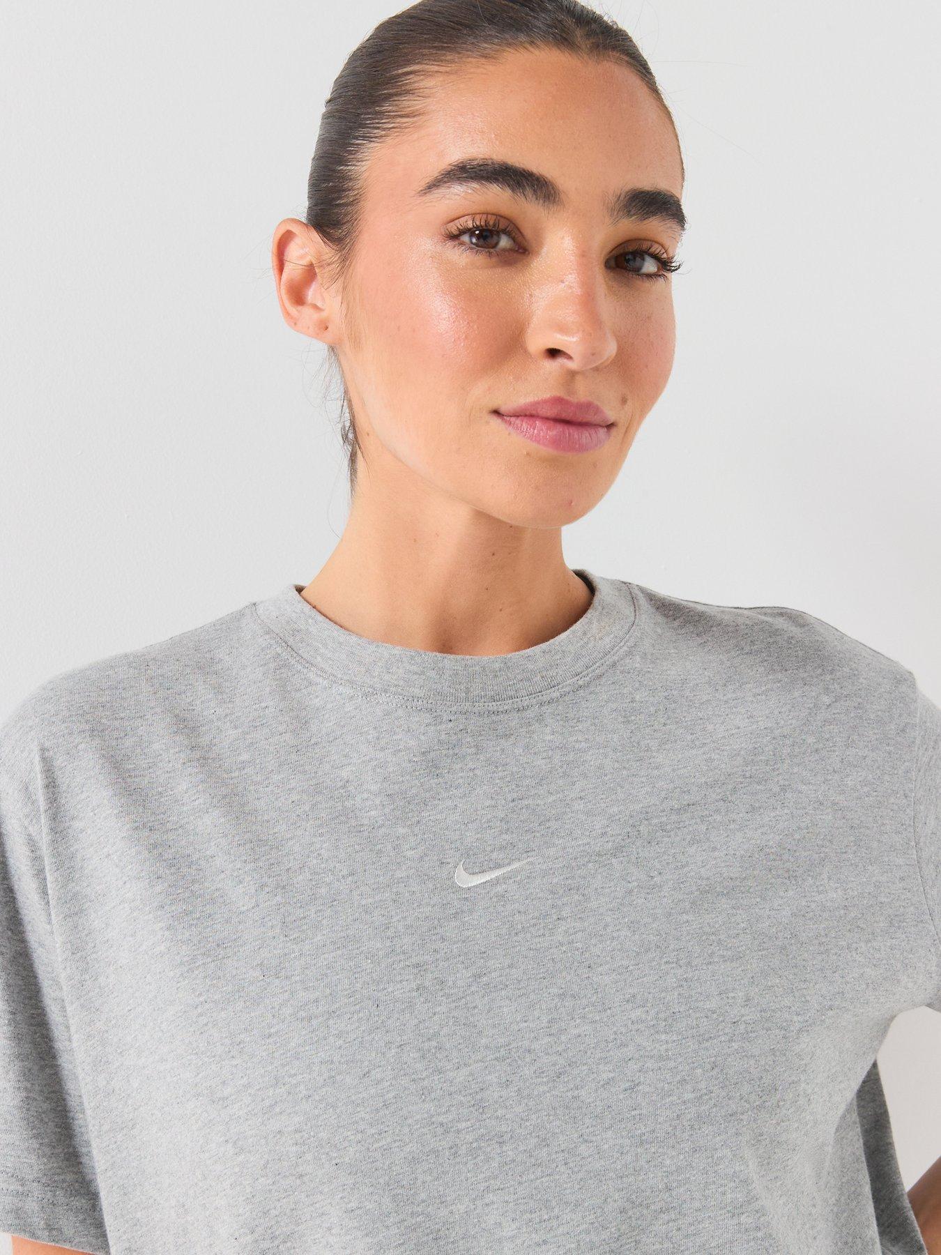 Image 5 of 6 of Nike Womens Classic Essentials Central Swoosh T-Shirt - Grey