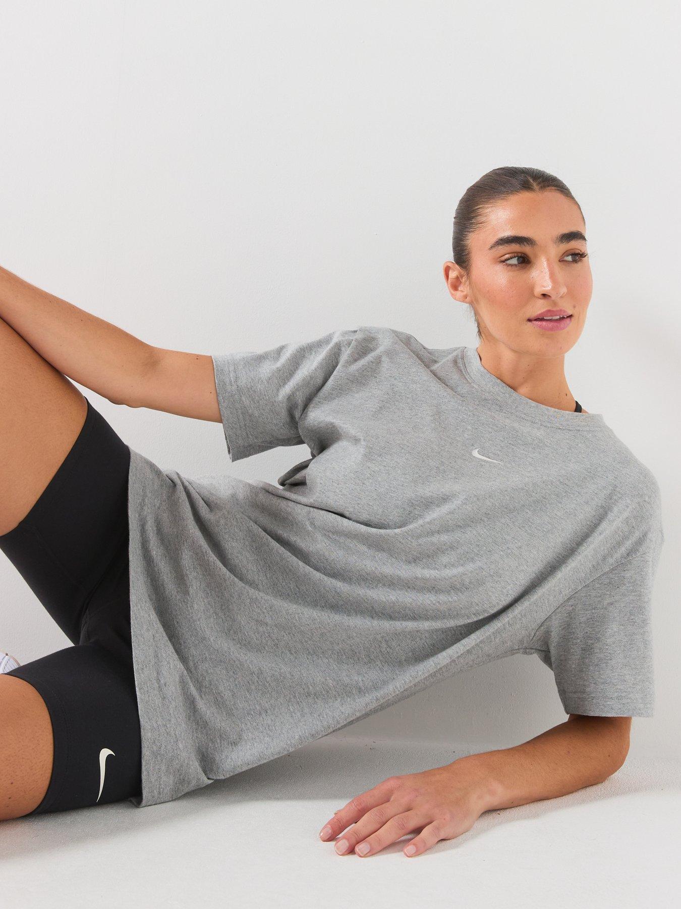 Image 6 of 6 of Nike Womens Classic Essentials Central Swoosh T-Shirt - Grey