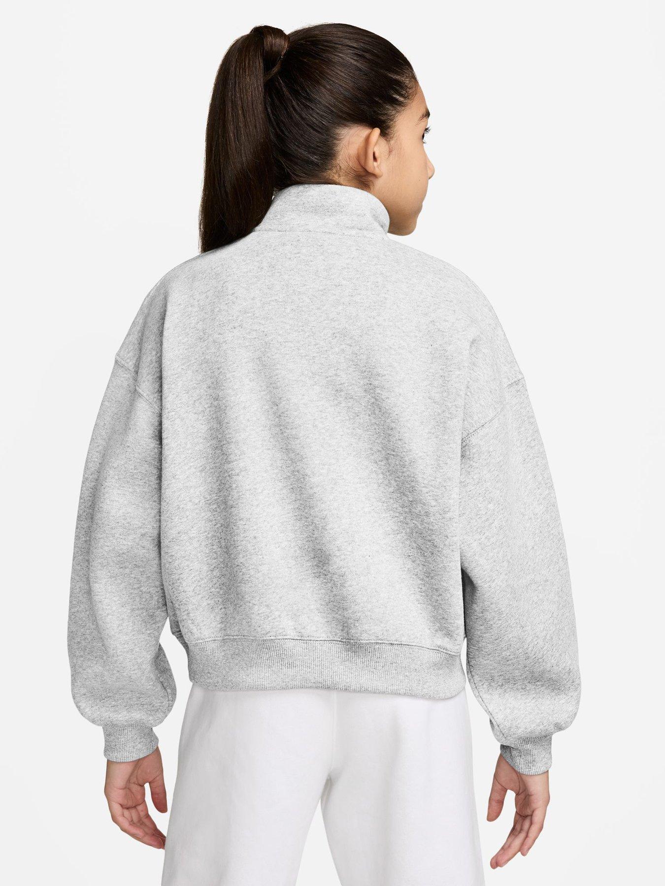 Image 2 of 3 of Nike Junior Girls Studio Club Fleece 1/4 Zip Sweatshirt - Light Grey