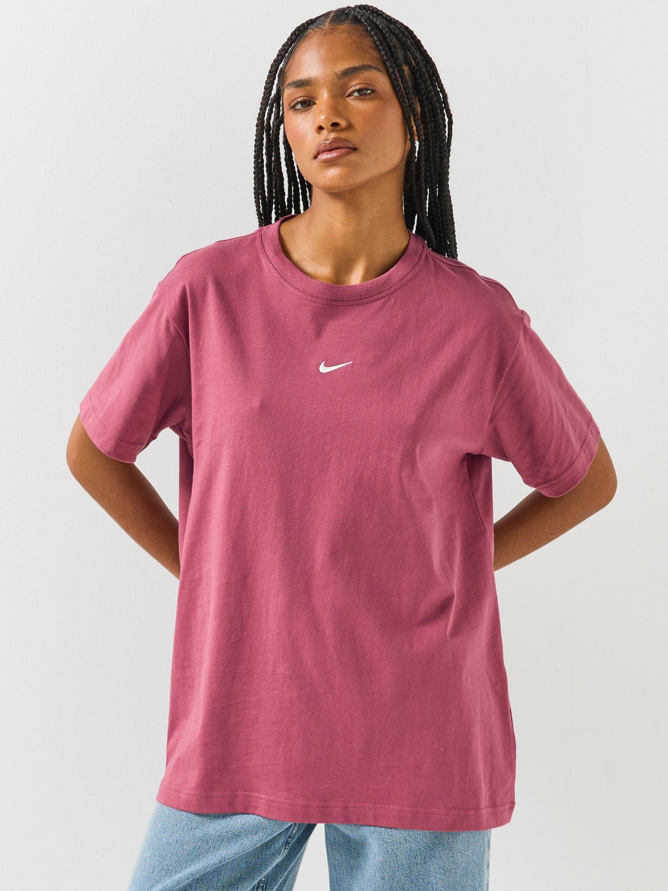Nike Womens Classic Essentials Central Swoosh T-Shirt - Pink