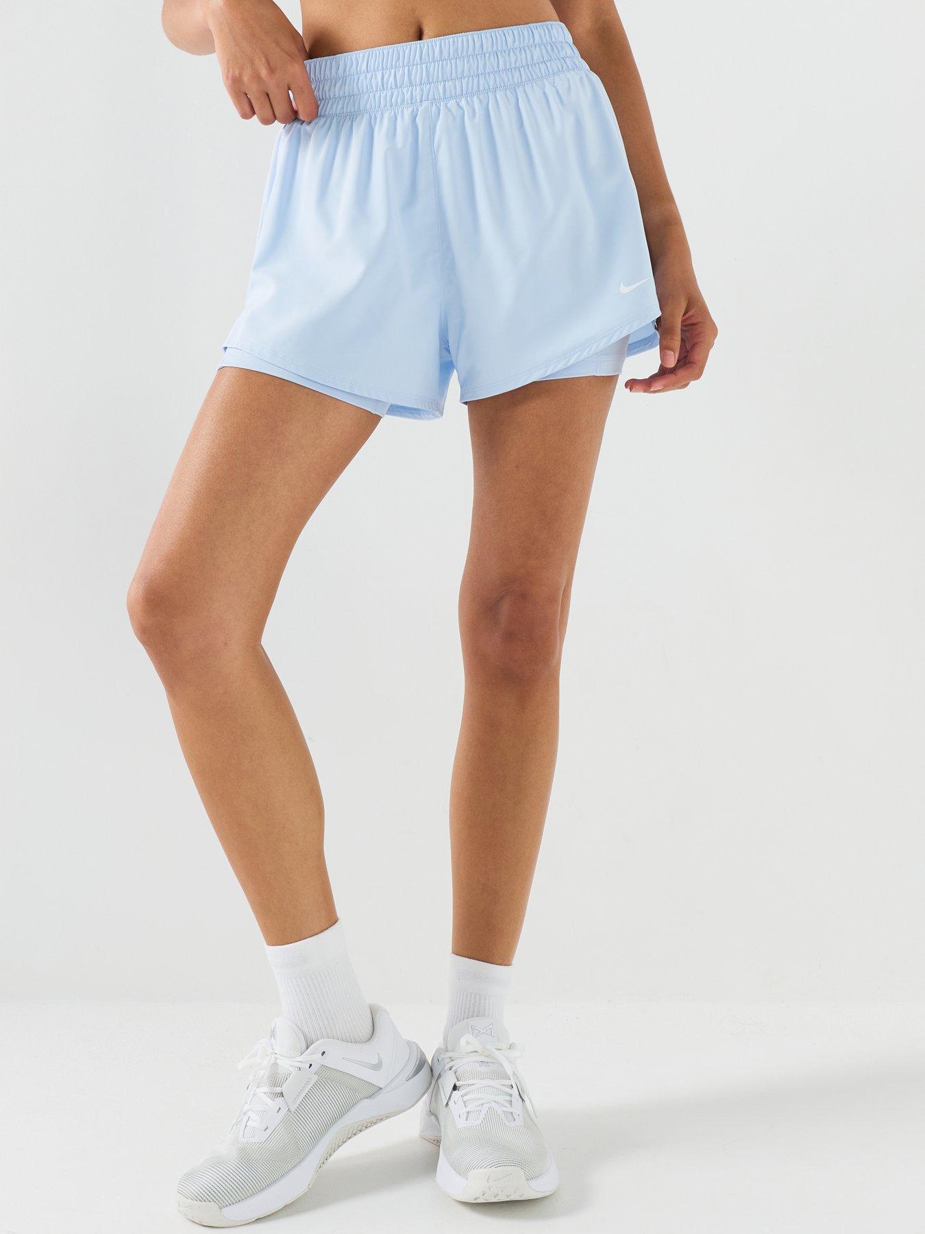 Image 1 of 7 of Nike Womens Training One Dri-Fit High Rise 3Inch 2N1 Shorts - Blue