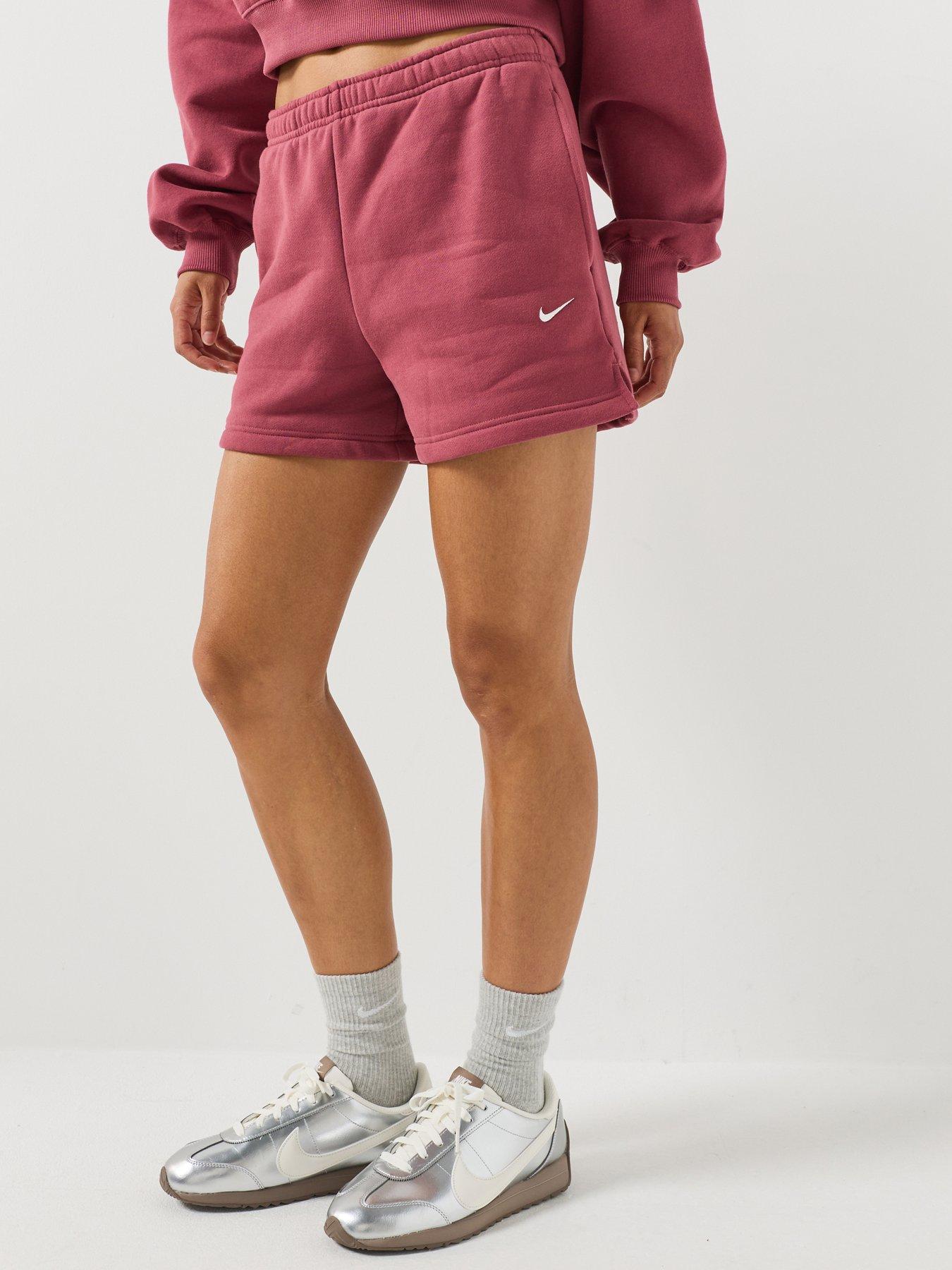 Nike Womens Studio Fleece Mid Rise 4" Sweat Shorts - Pink