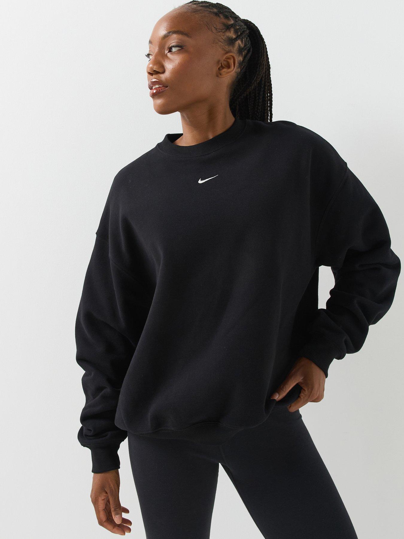 Nike Womens Studio Fleece Oversized Crew Sweatshirt - Black