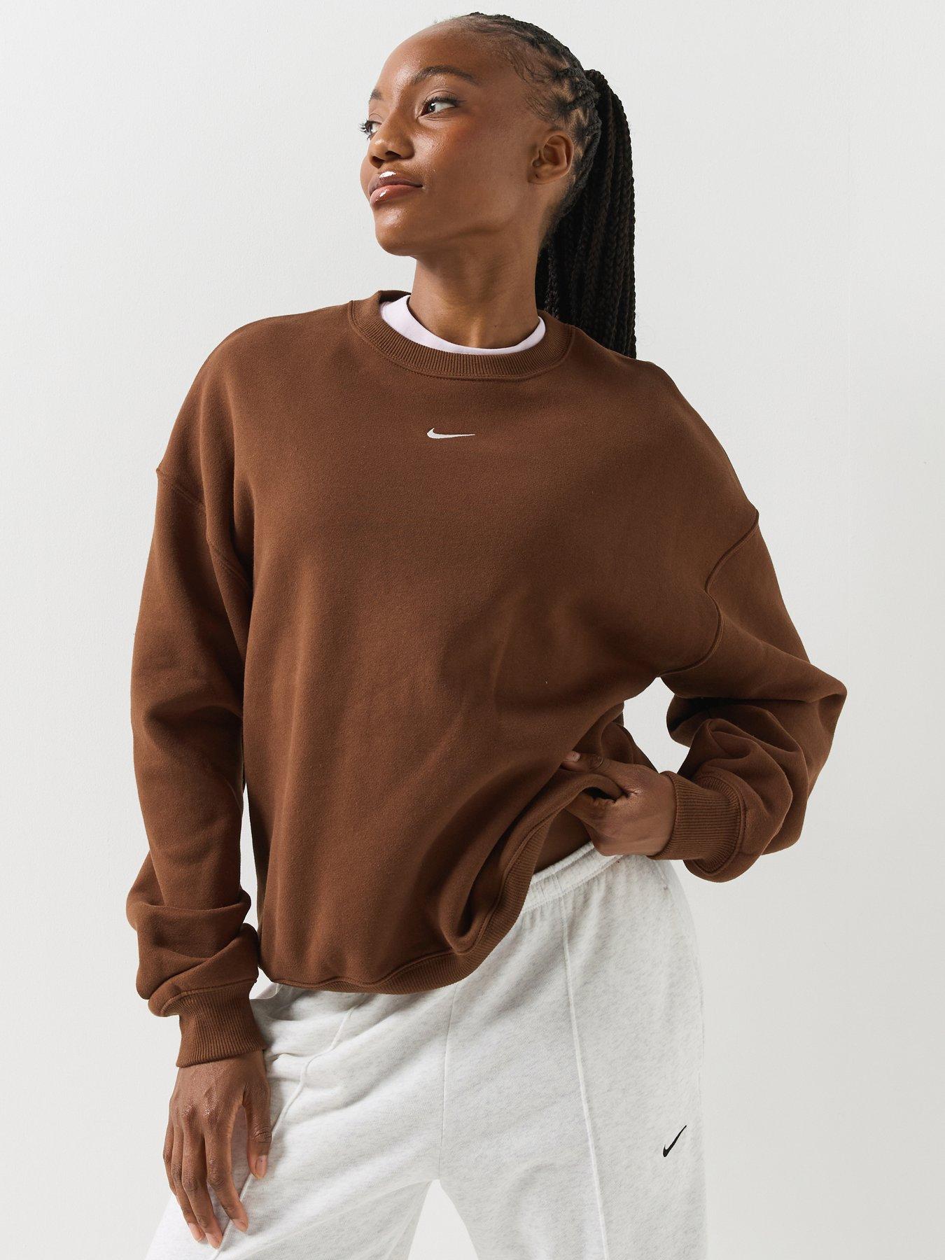 Nike Womens Studio Fleece Oversized Crew Sweatshirt - Brown