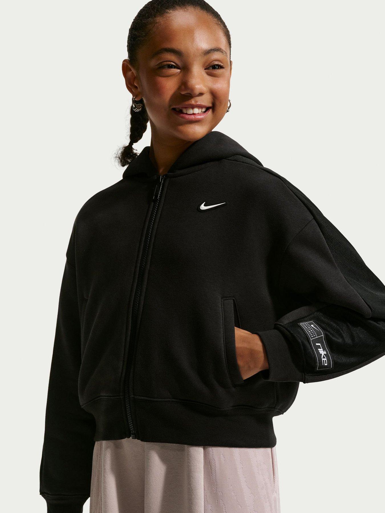 Image 1 of 5 of Nike Junior Girls Dance Zip Through Hoodie - Black/White