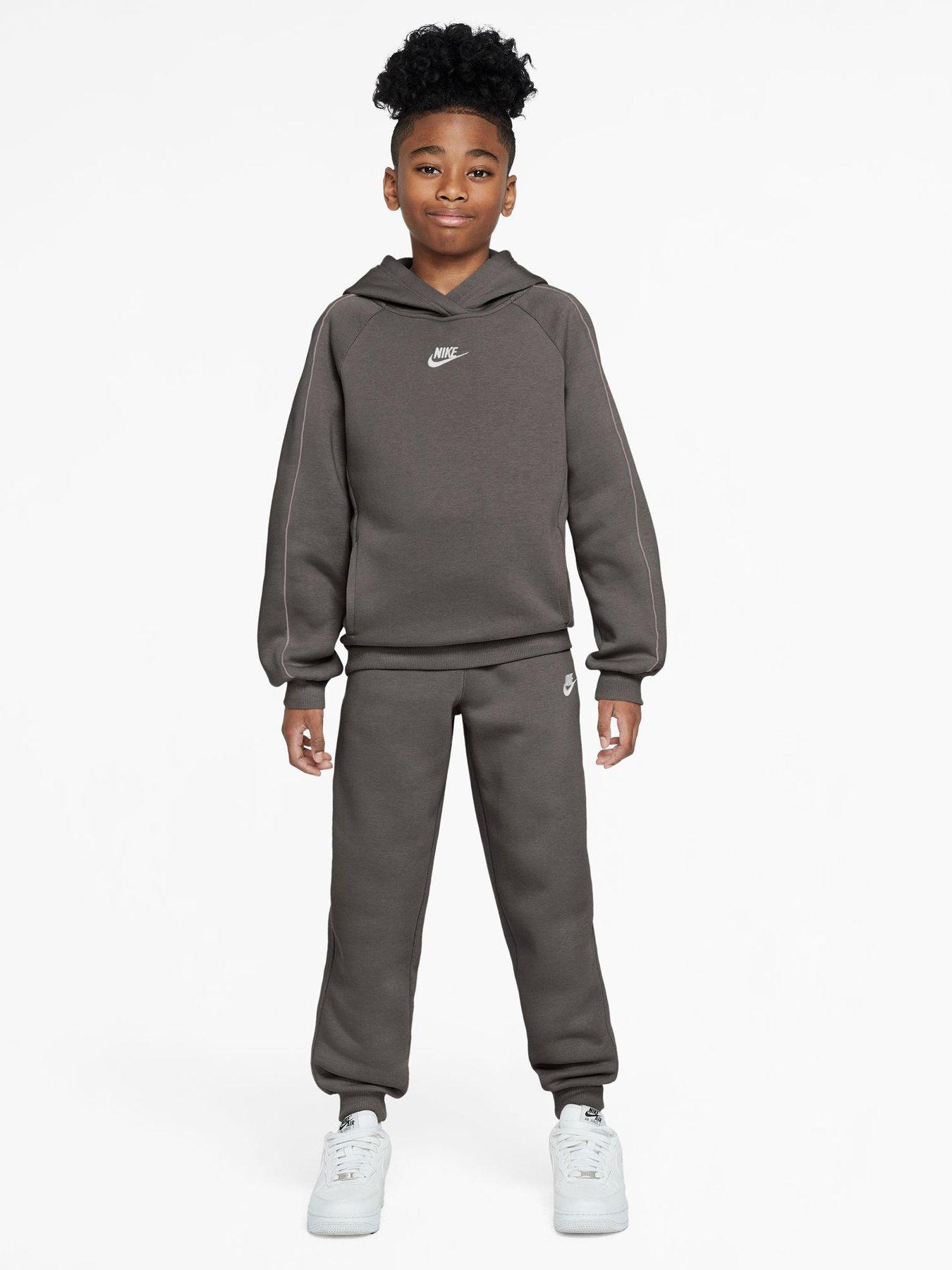 Image 1 of 3 of Nike Big Kids' Club Fleece Hooded Tracksuit - Dark Grey