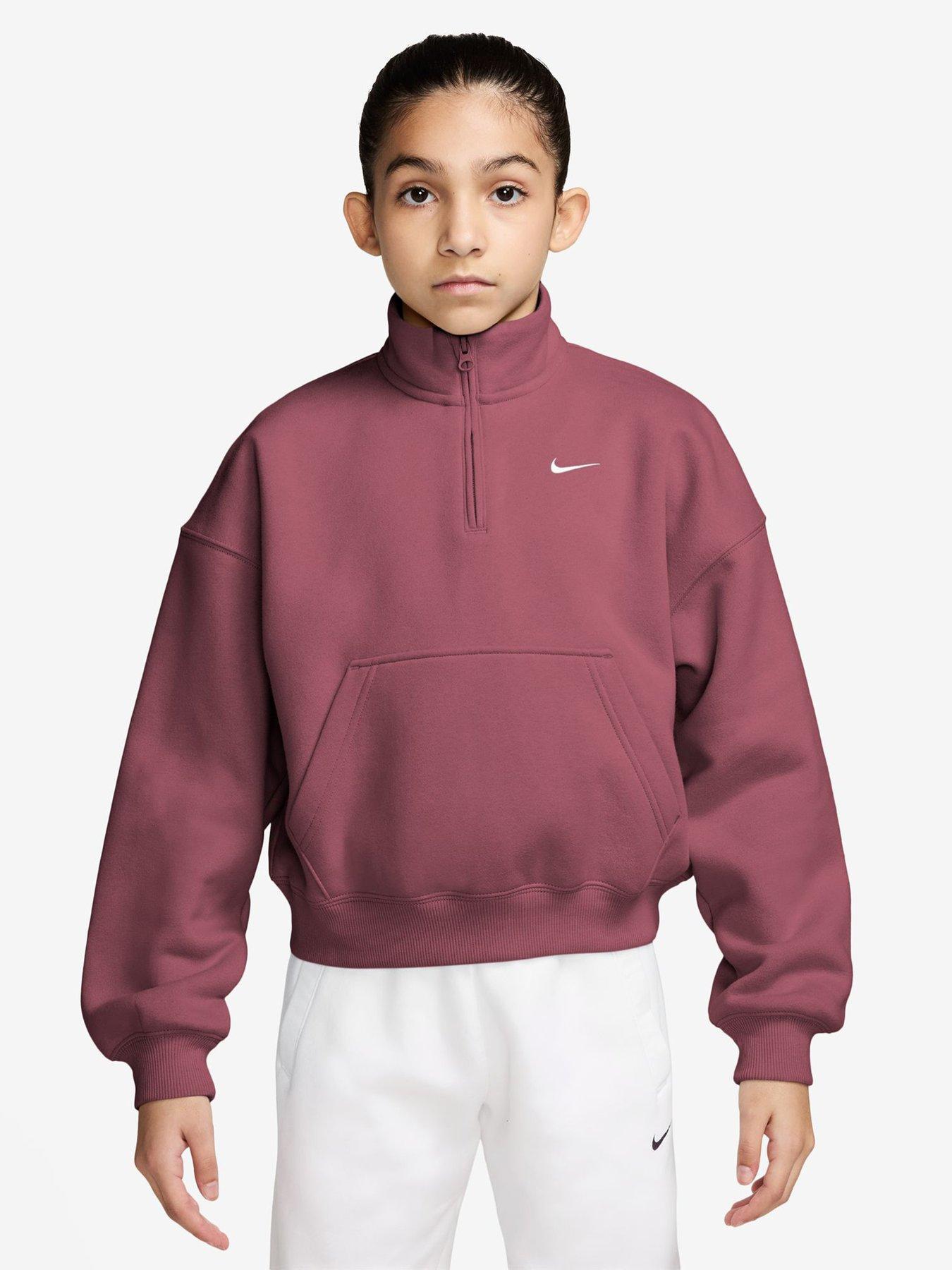 Nike Girls Pink Smoke Studio Fleece Oversized 1/2 Zip Sweatshirt - Image 2