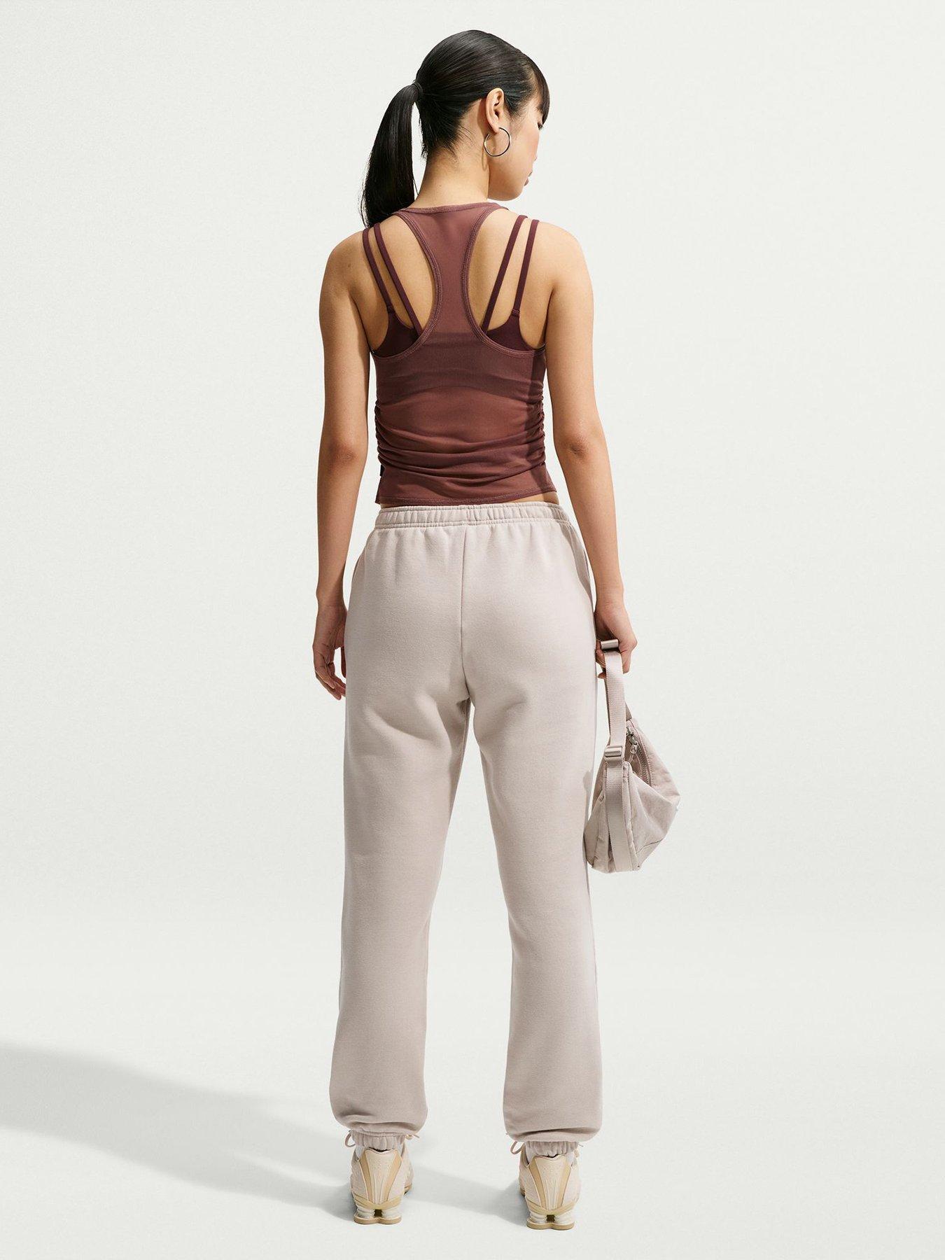 Image 3 of 5 of Nike Womens Studio Fleece Drawcord Waist Pockets Jogging Bottoms - Cream II/Sail