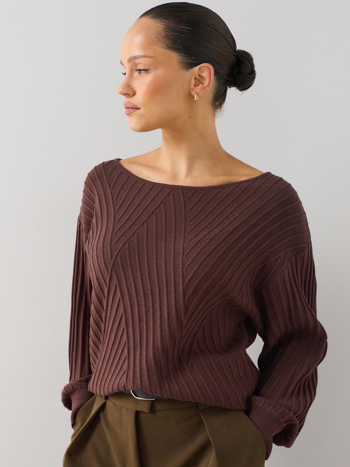 The Very Collection Classic Comfort Stitch Interest Jumper - Brown