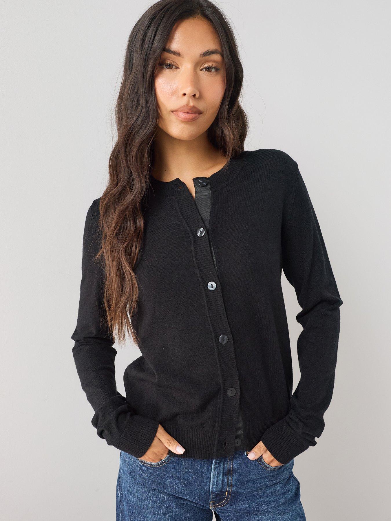 Image 1 of 7 of The Very Collection Classic Comfort Crew Neck Cardigan - Black