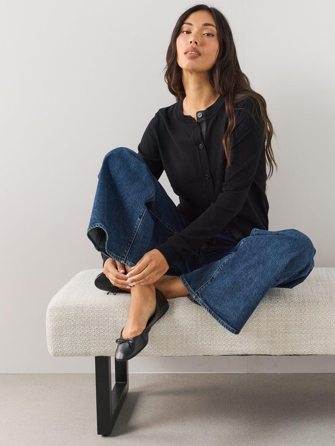 Image 5 of 7 of The Very Collection Classic Comfort Crew Neck Cardigan - Black