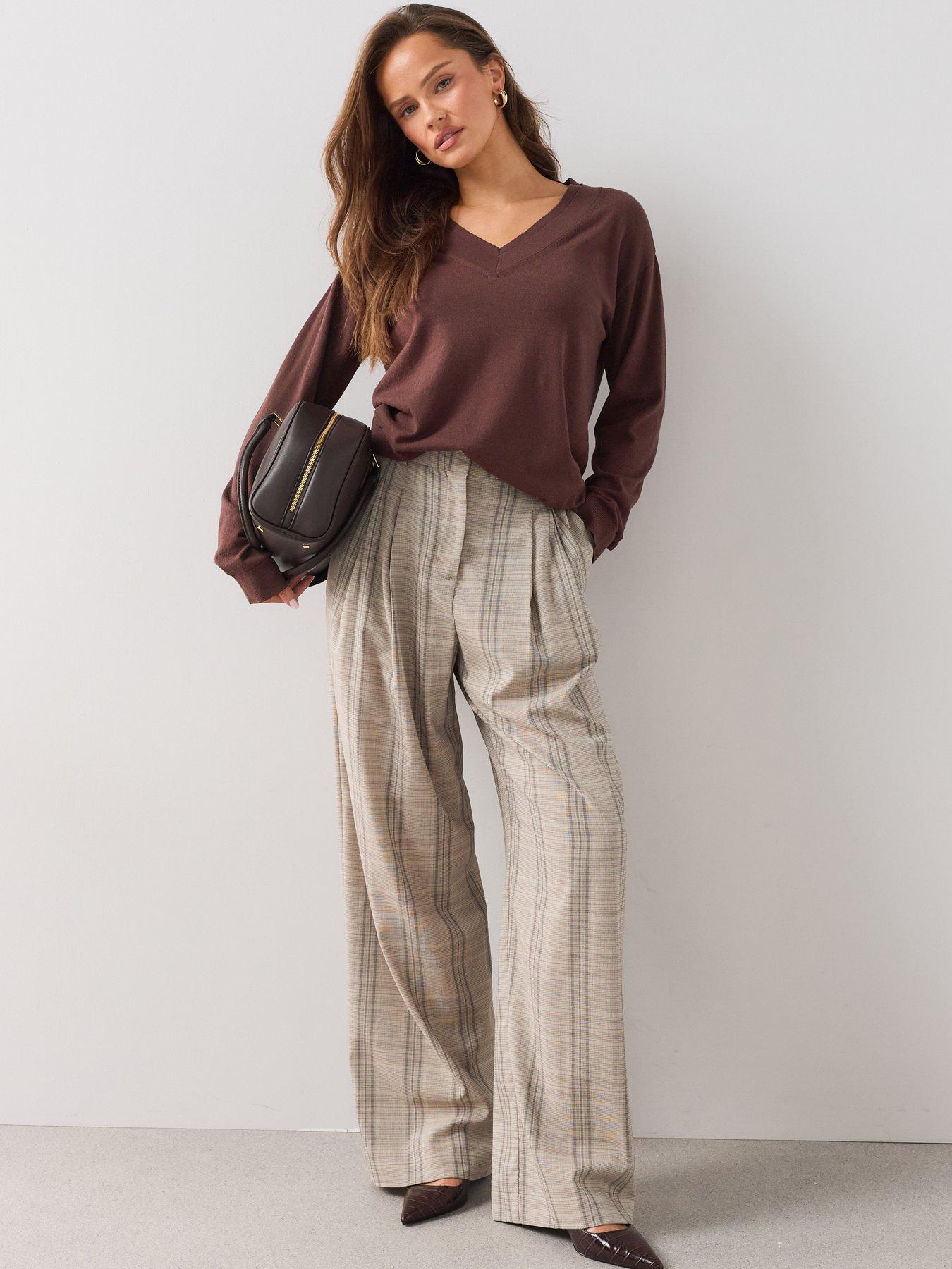 Image 3 of 7 of The Very Collection Classic Comfort V Neck Longline Jumper - Brown