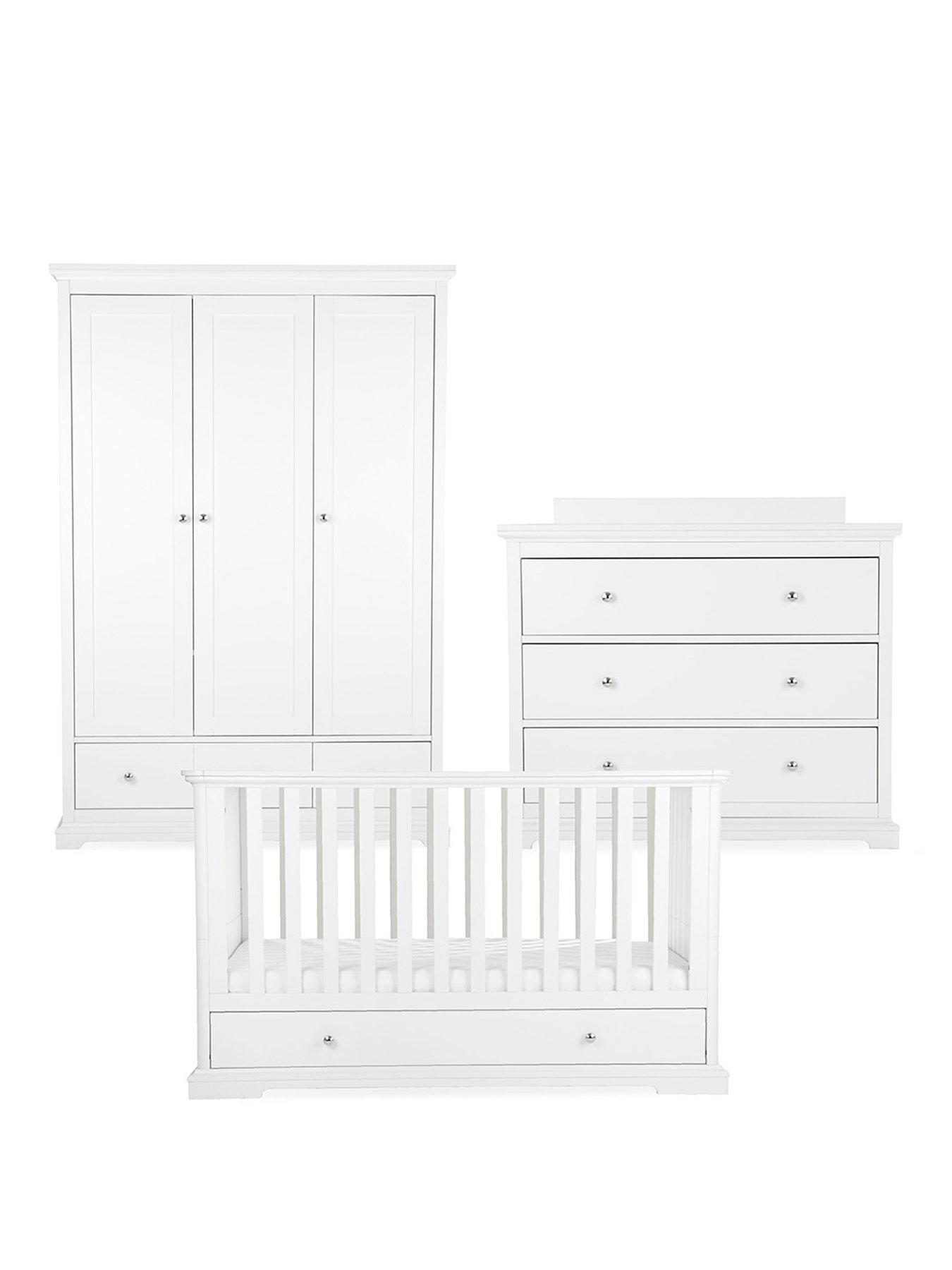 Image 2 of 6 of CuddleCo Beaumont 3pc Set - Low Cot Bed - White