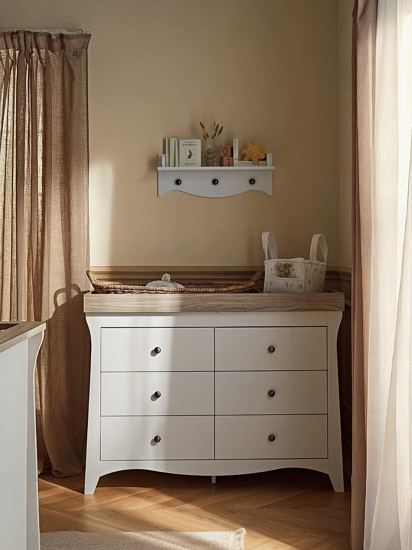 CuddleCo Clara 6 Drawer Dresser Changer - White & Ash