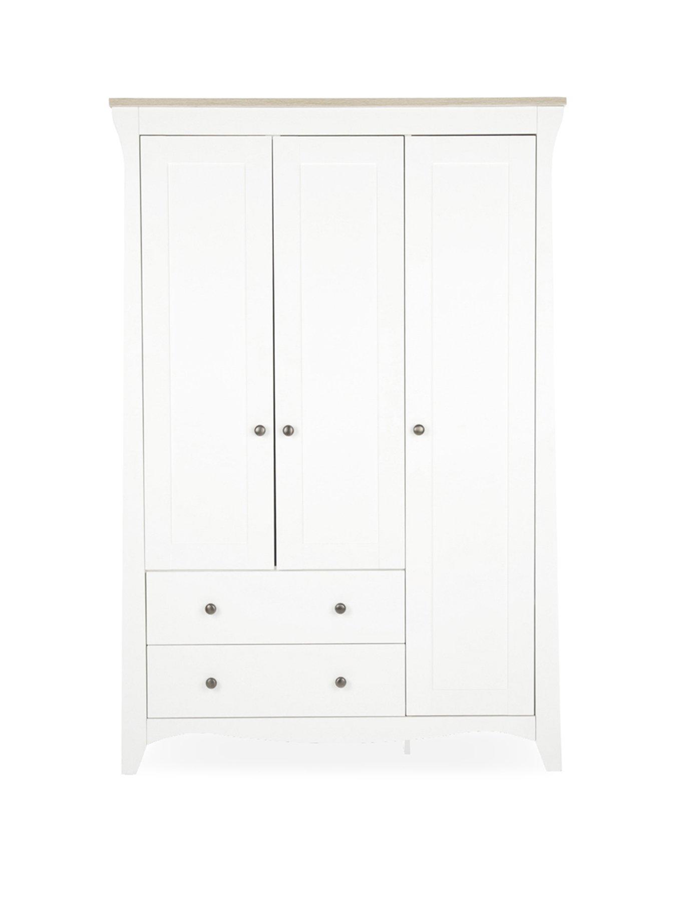 Image 2 of 6 of CuddleCo Clara Triple Wardrobe - White &amp; Ash